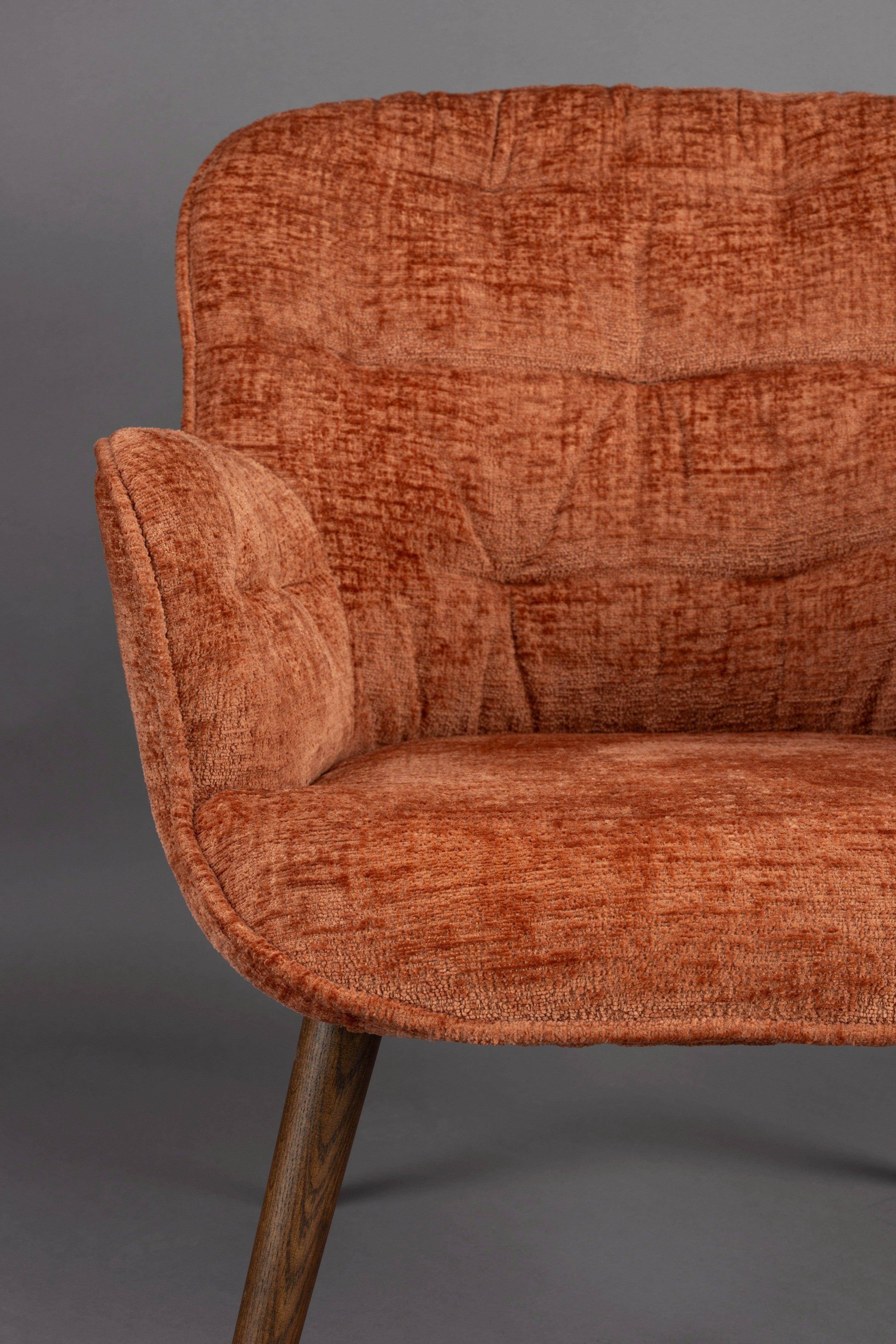 LENN armchair brown velvet with wooden base