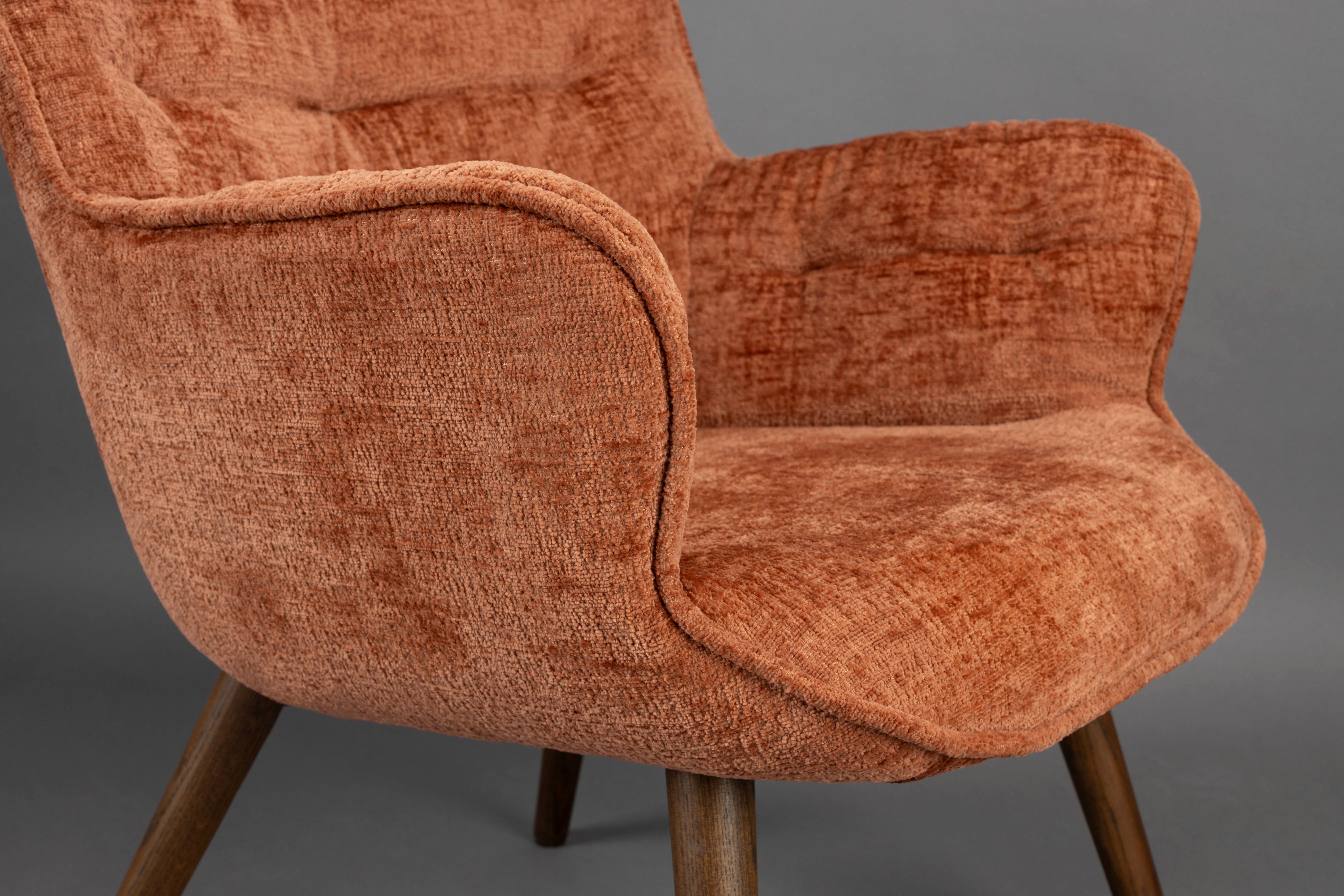 LENN armchair brown velvet with wooden base