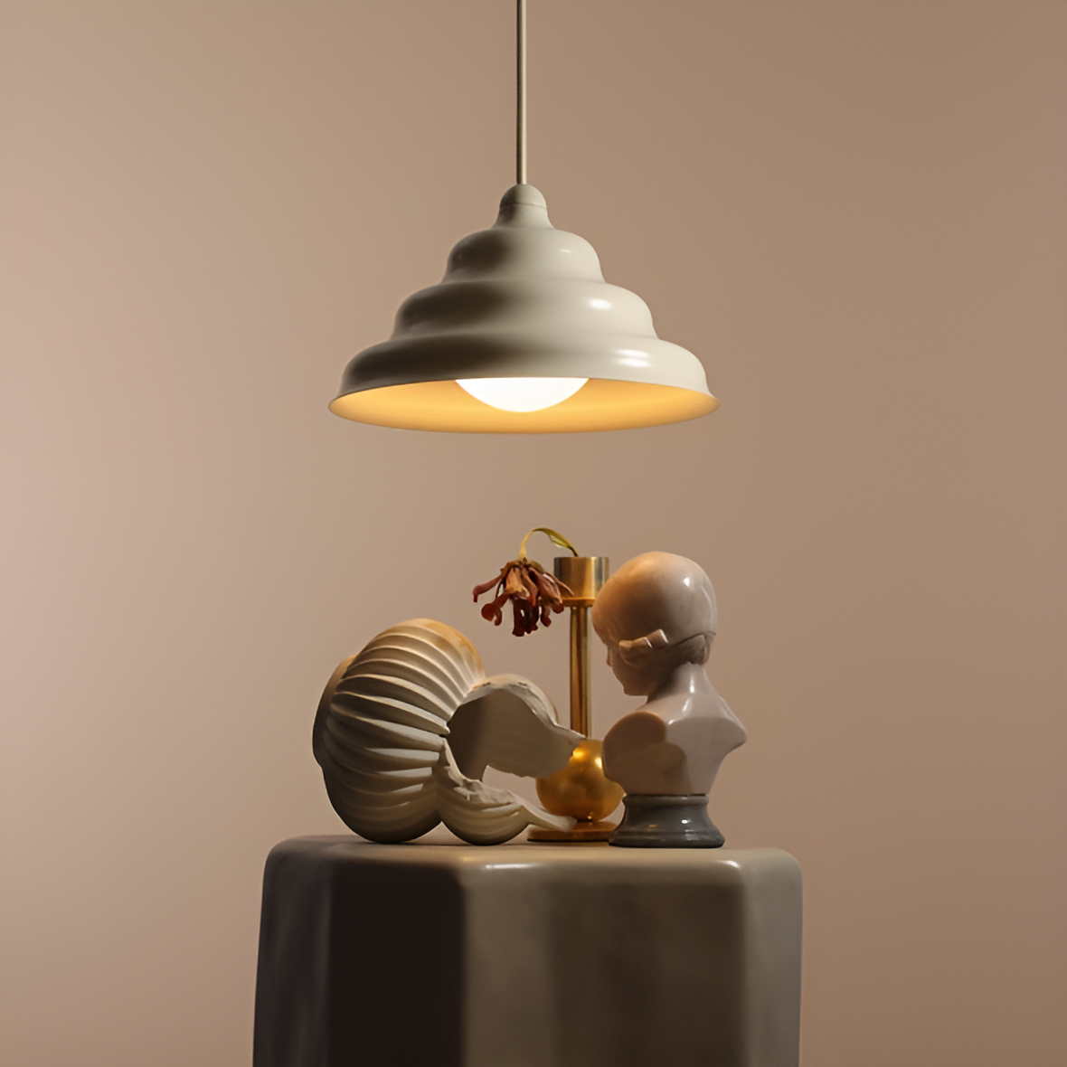 Hanging lamp cream wave