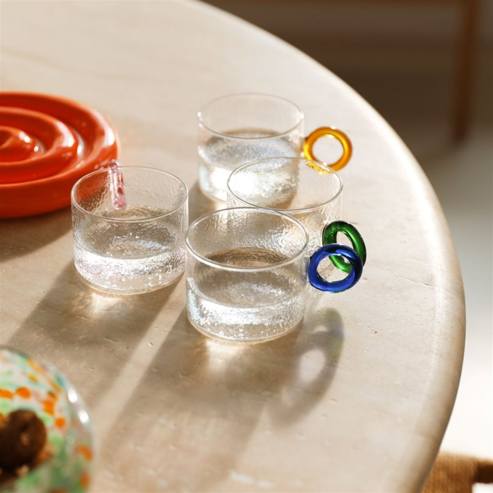 CHIQUITO Glass Cup Set with Colorful Handles