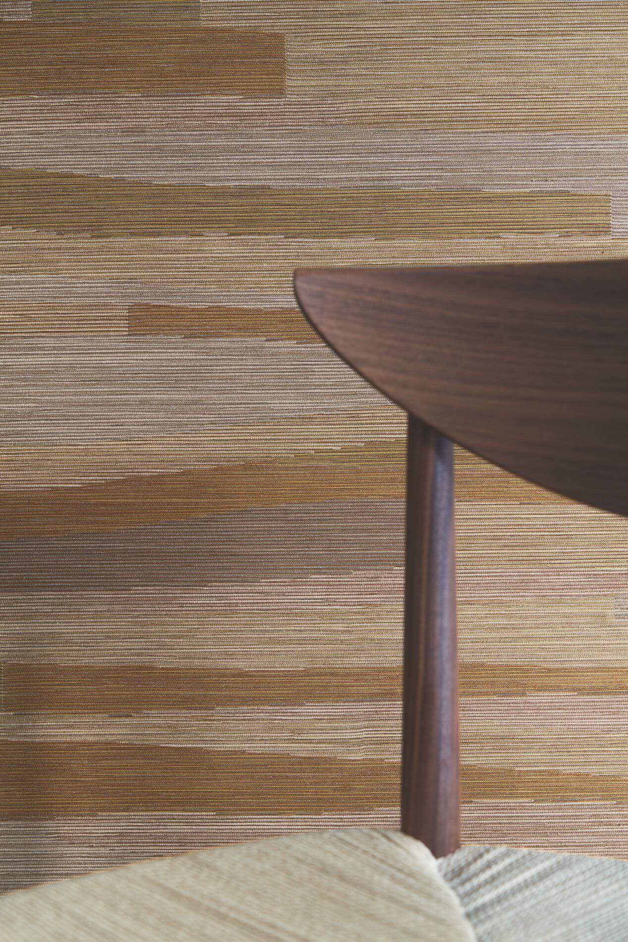 Textile wallpaper with a striped structure and jacquard weave HALANA - CAPPUCCINO coffee