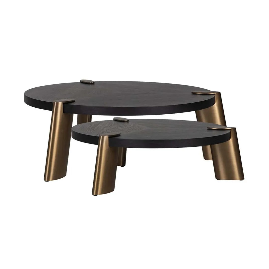 BRODY black coffee table set with brass base