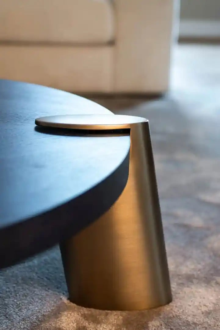 BRODY black coffee table set with brass base
