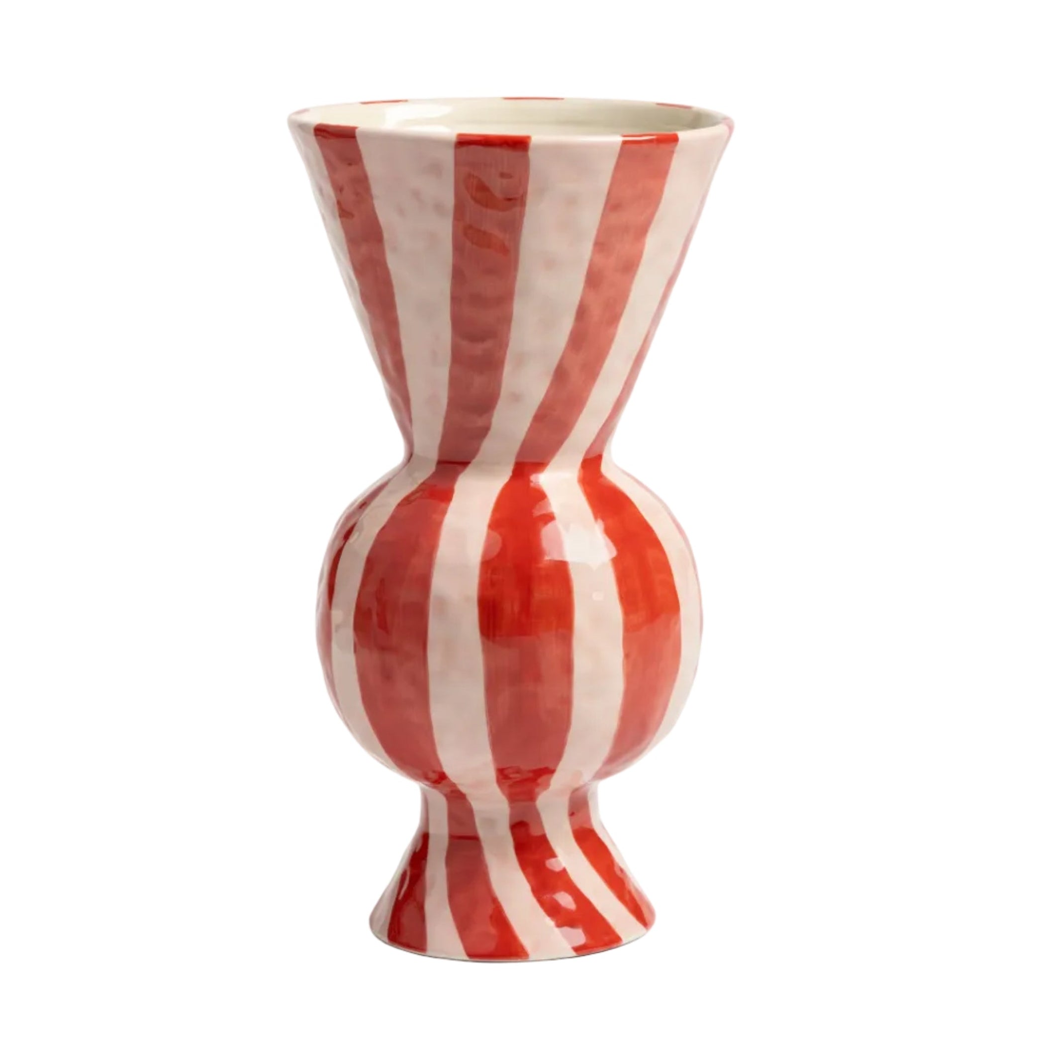Rhombic Vase Red with White