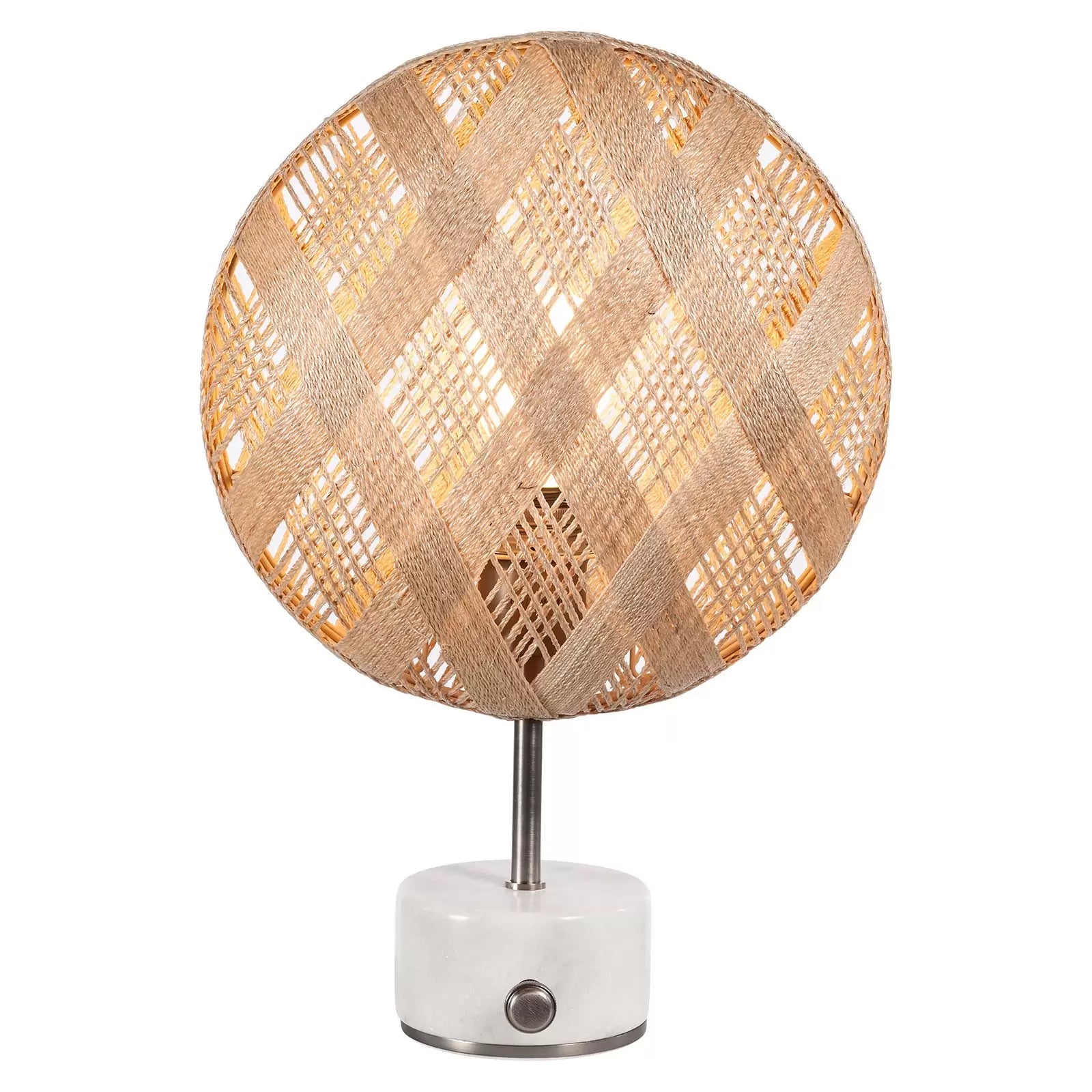 Chanpen -Diamant Beige Tischlampe mit einer silbernen Basis