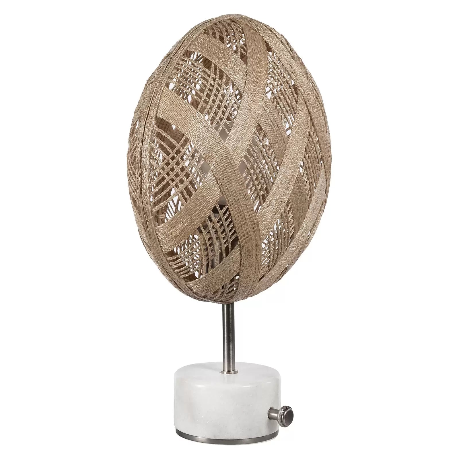 Chanpen -Diamant Beige Tischlampe mit einer silbernen Basis