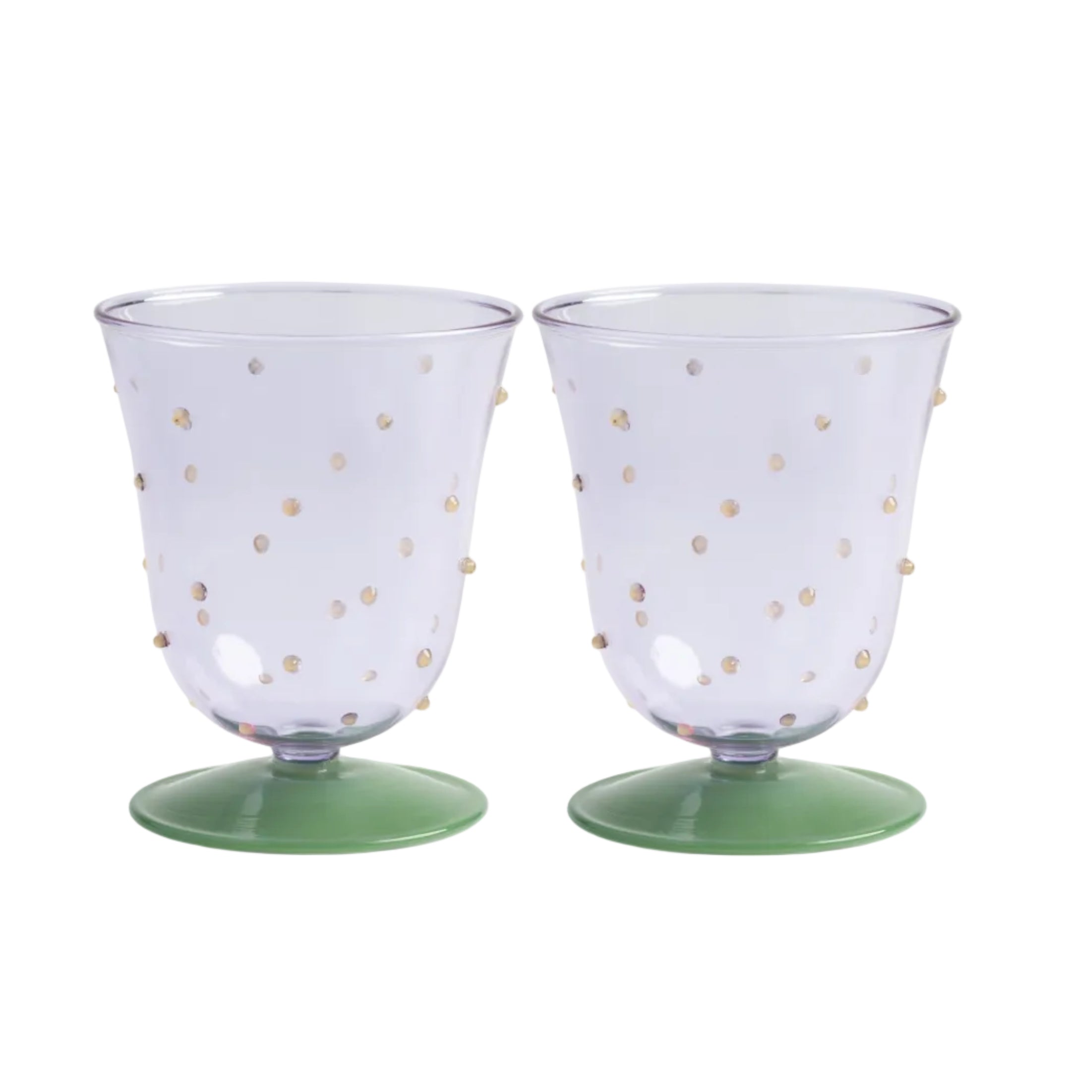 DOT green and purple glass set