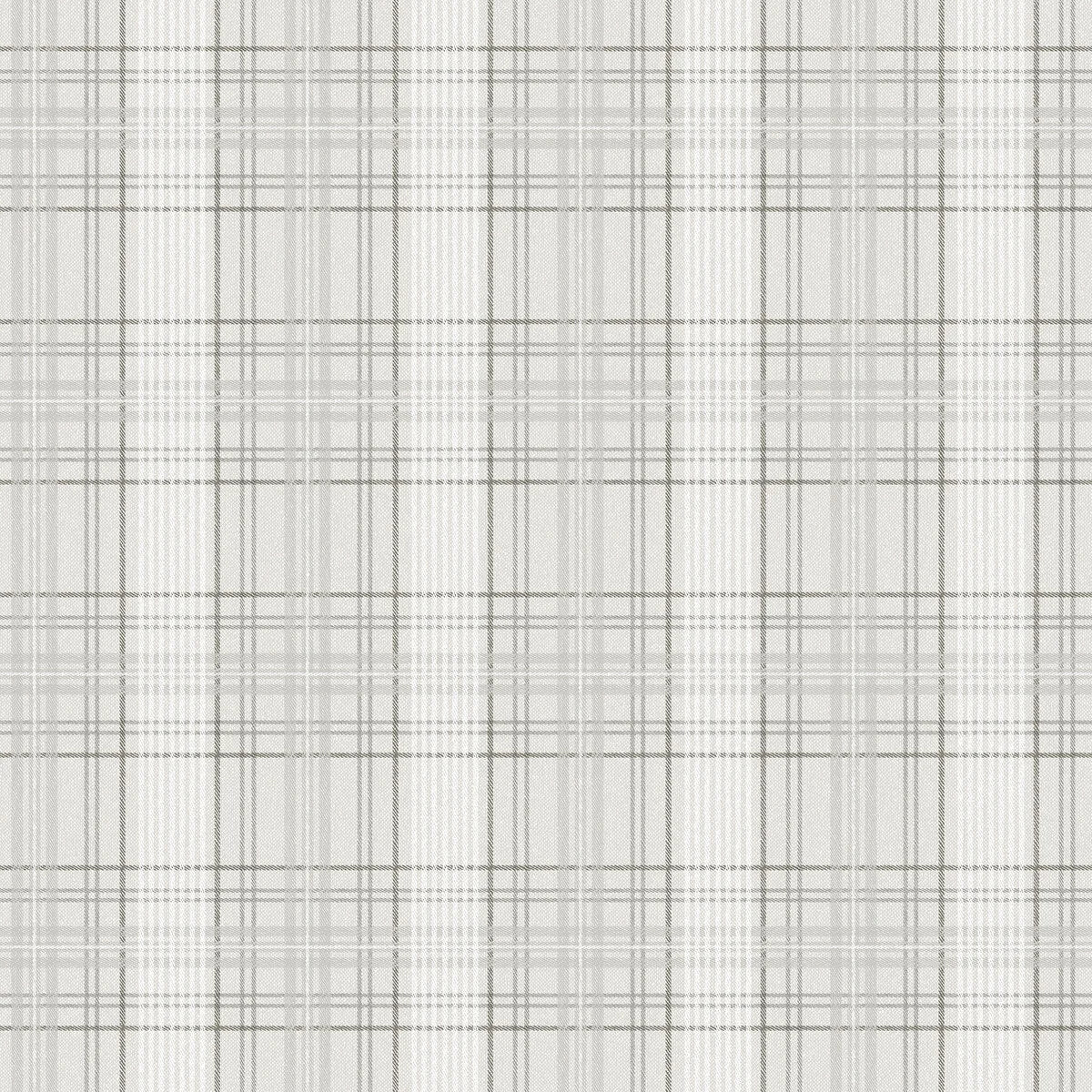 Gray and White Geometric Pattern Wallpaper in Scottish Check TAILOR’S TWEED