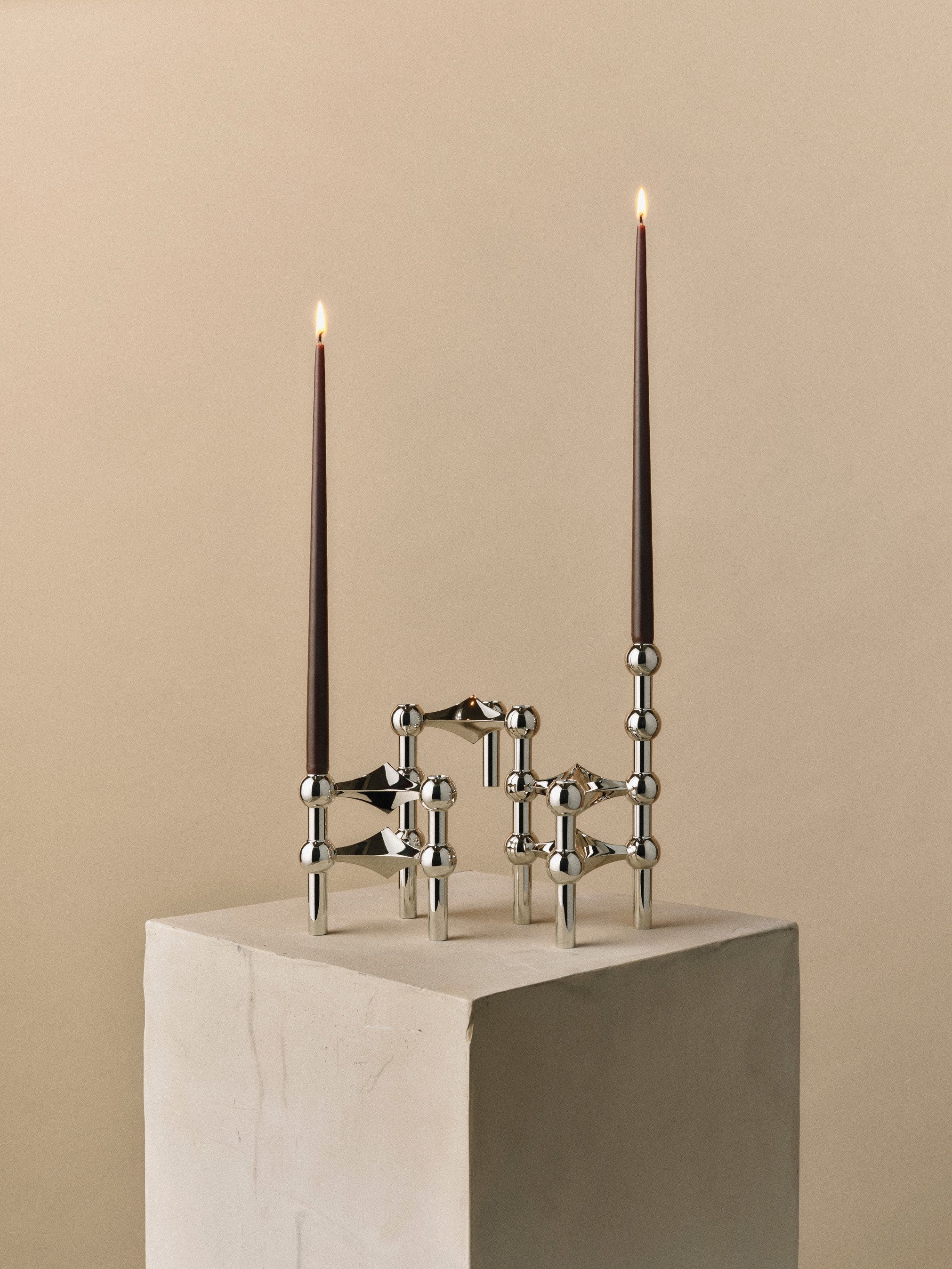 Set of 12 STOFF NAGEL brown candles