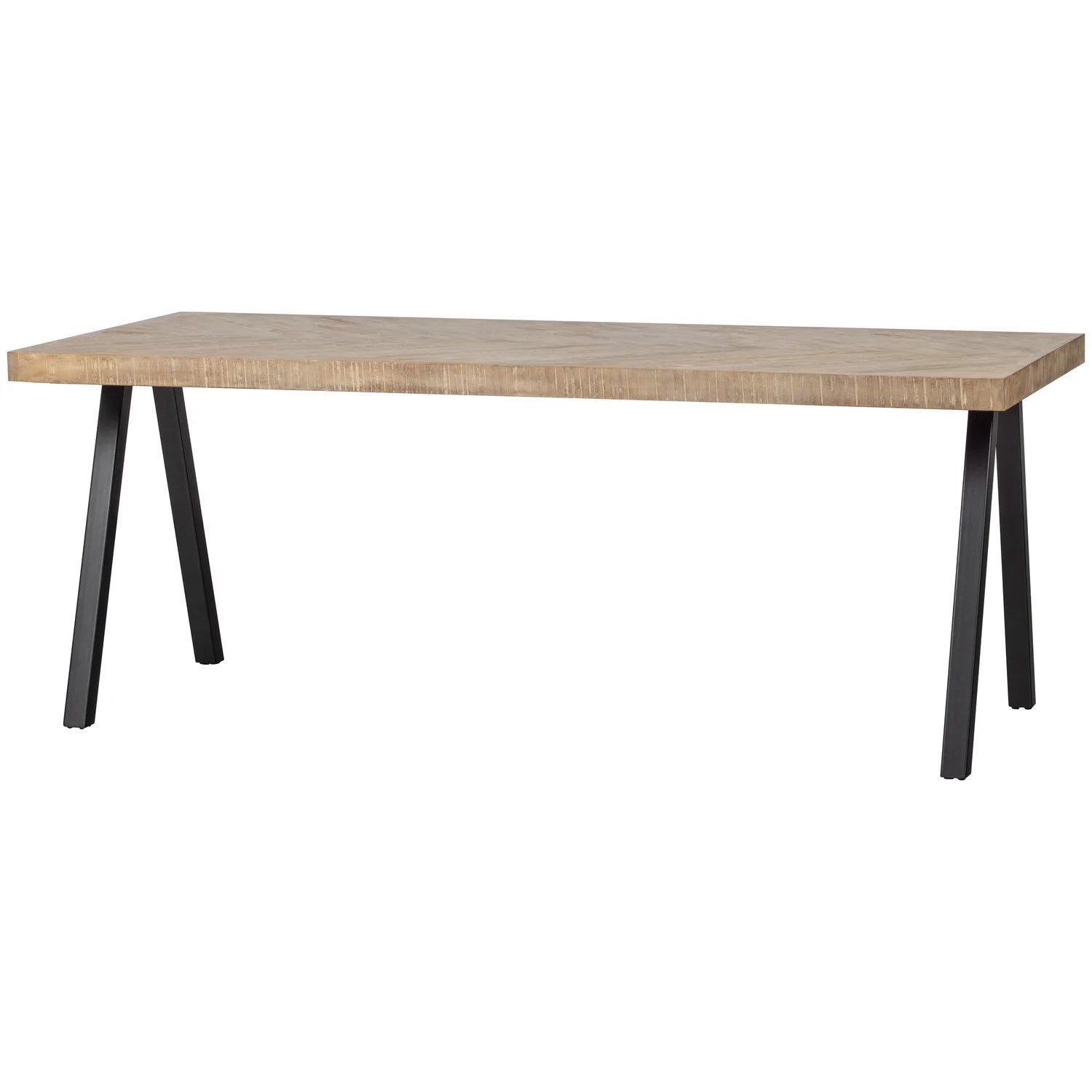 TABLO herringbone table made of mango wood with a V-shaped base