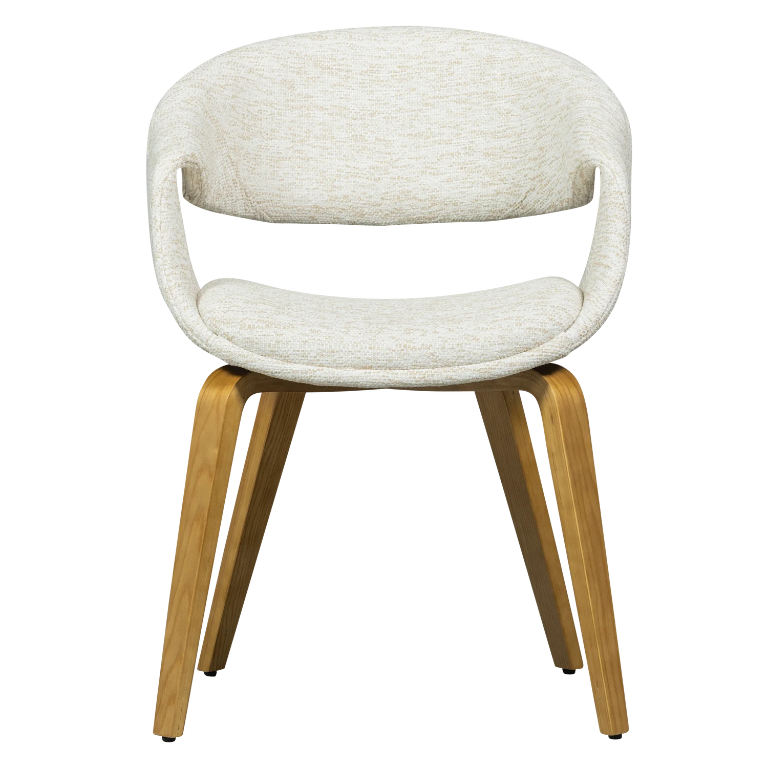 YOSSI Cream Armchair with Light Brown Wooden Base
