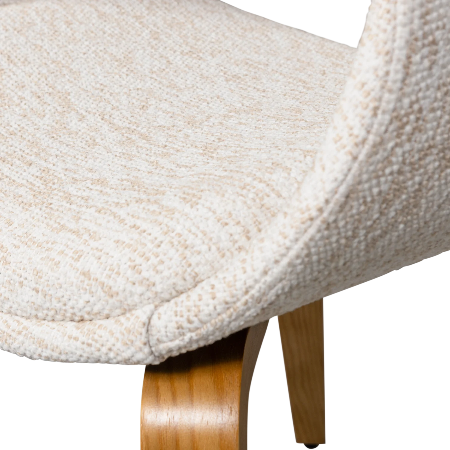 YOSSI Cream Armchair with Light Brown Wooden Base