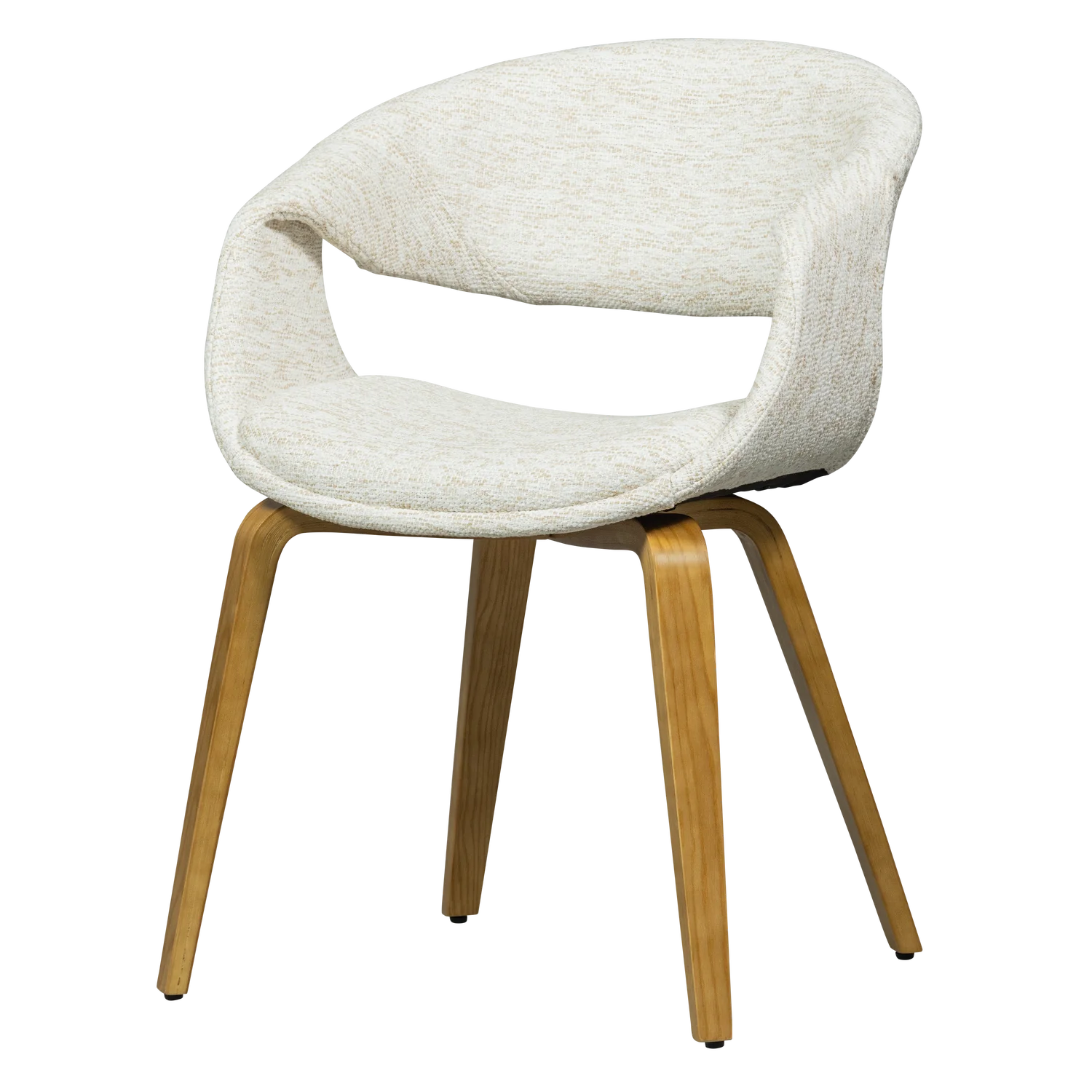 YOSSI Cream Armchair with Light Brown Wooden Base