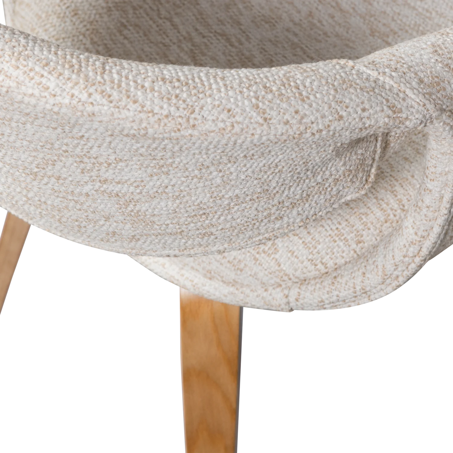 YOSSI Cream Armchair with Light Brown Wooden Base