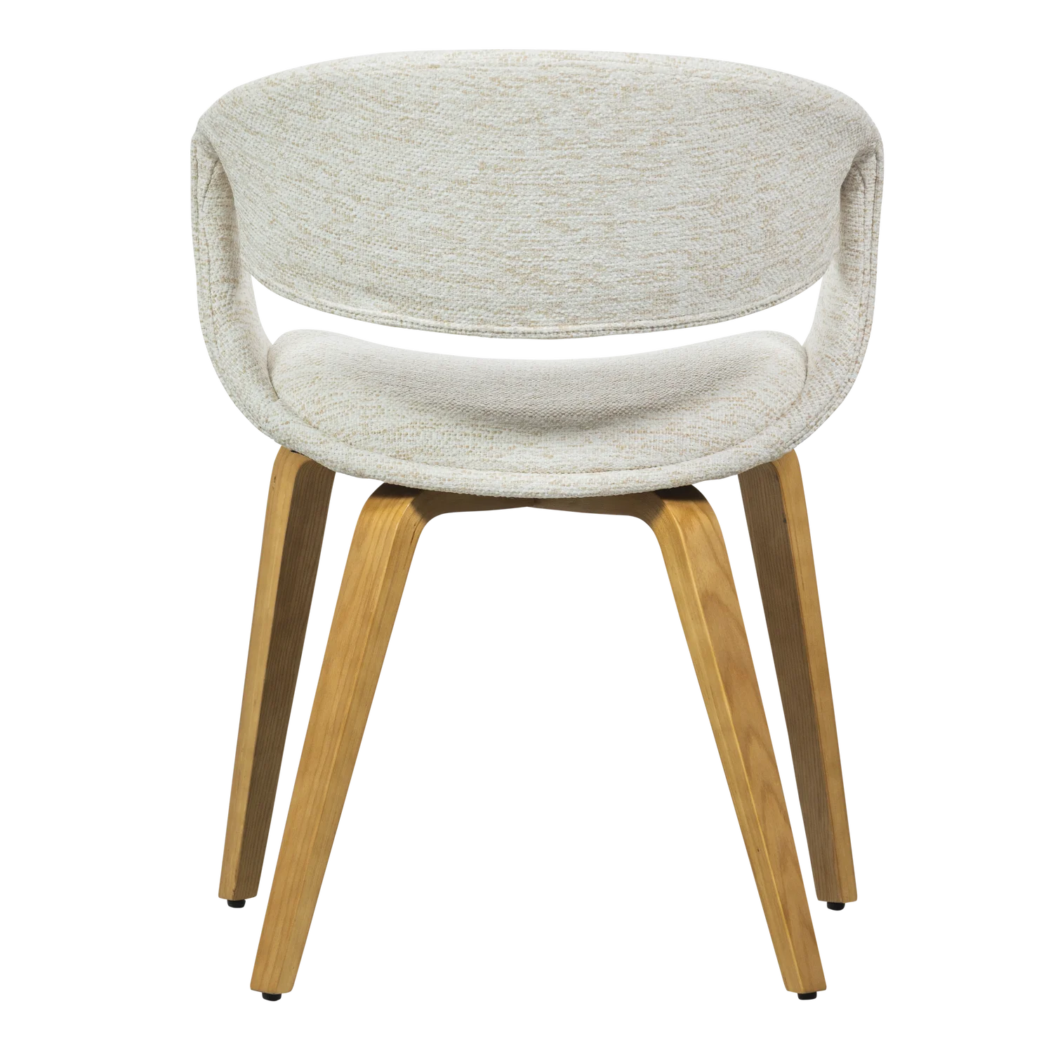 YOSSI Cream Armchair with Light Brown Wooden Base