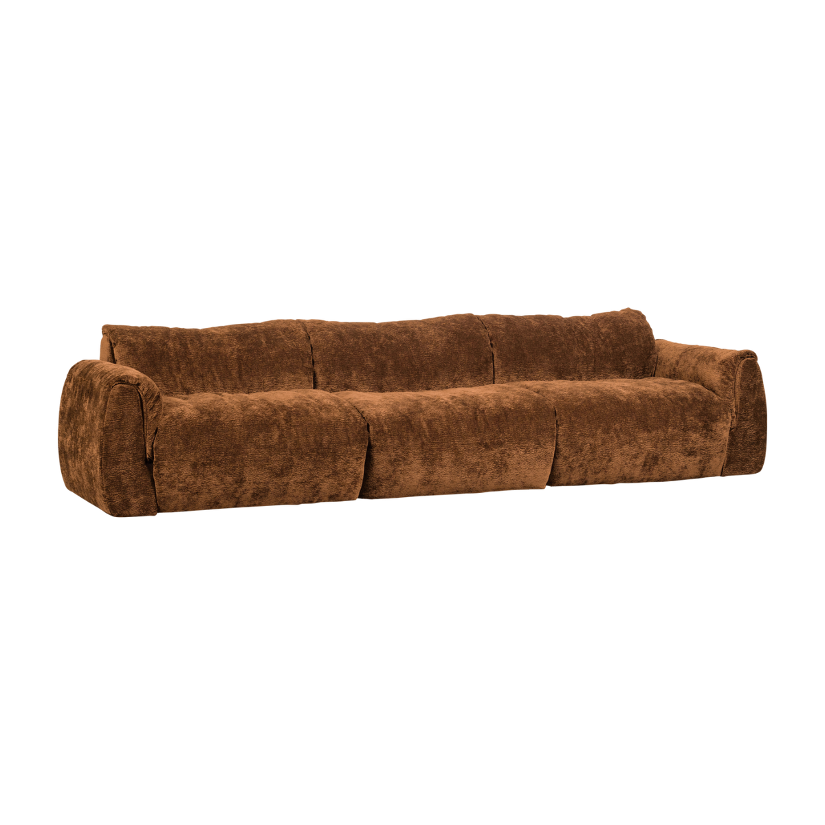 Sofa 3-osobowa BAGGY szenil 3D średni brąz – ujęcie 3