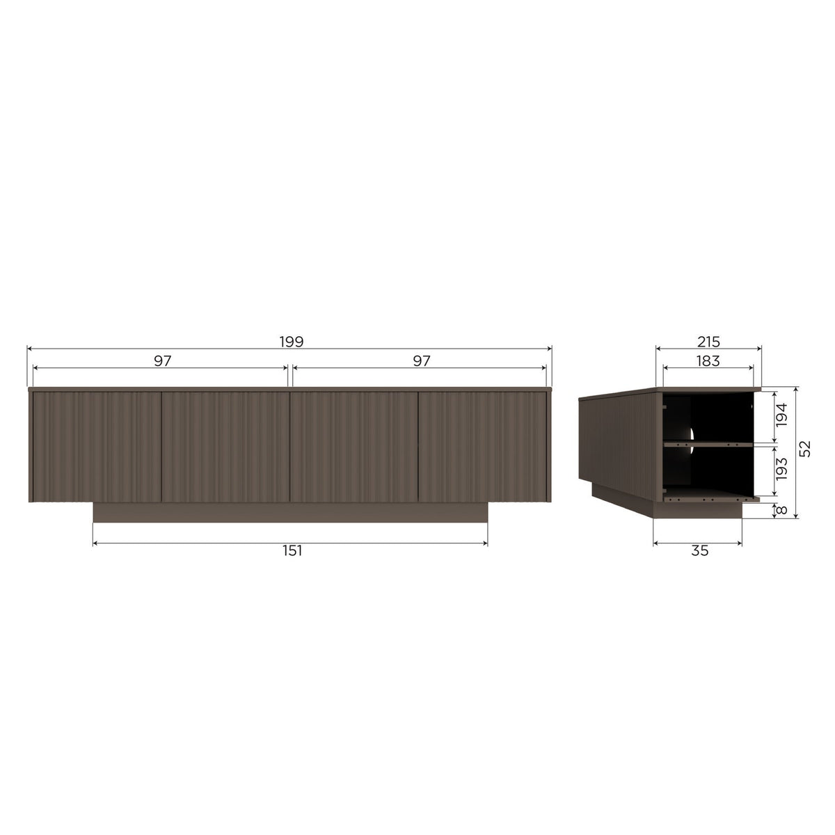 Szafka RTV NOVA 200 cm truflowy brąz – ujęcie 9