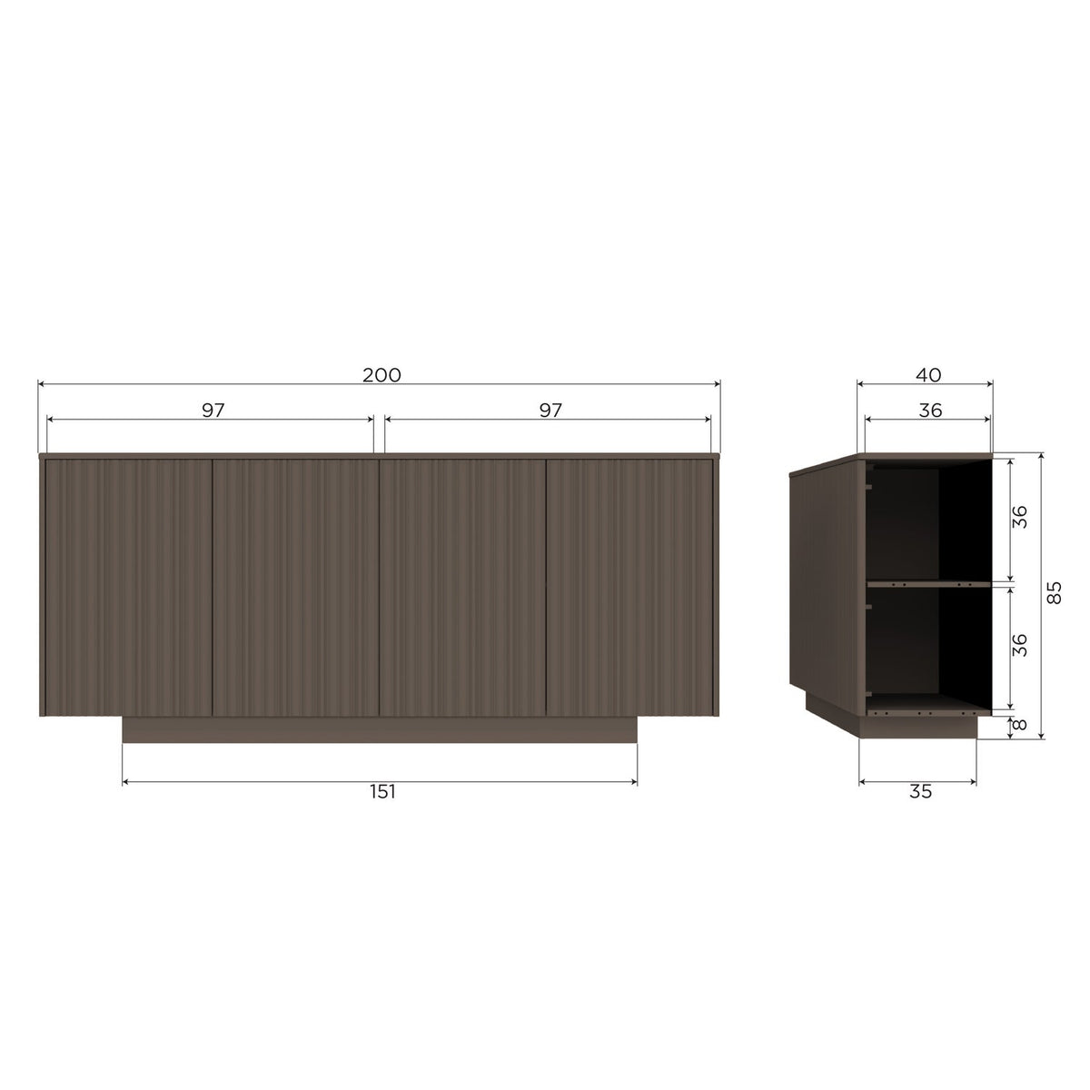 Komoda NOVA 200 cm truflowy brąz – ujęcie 9