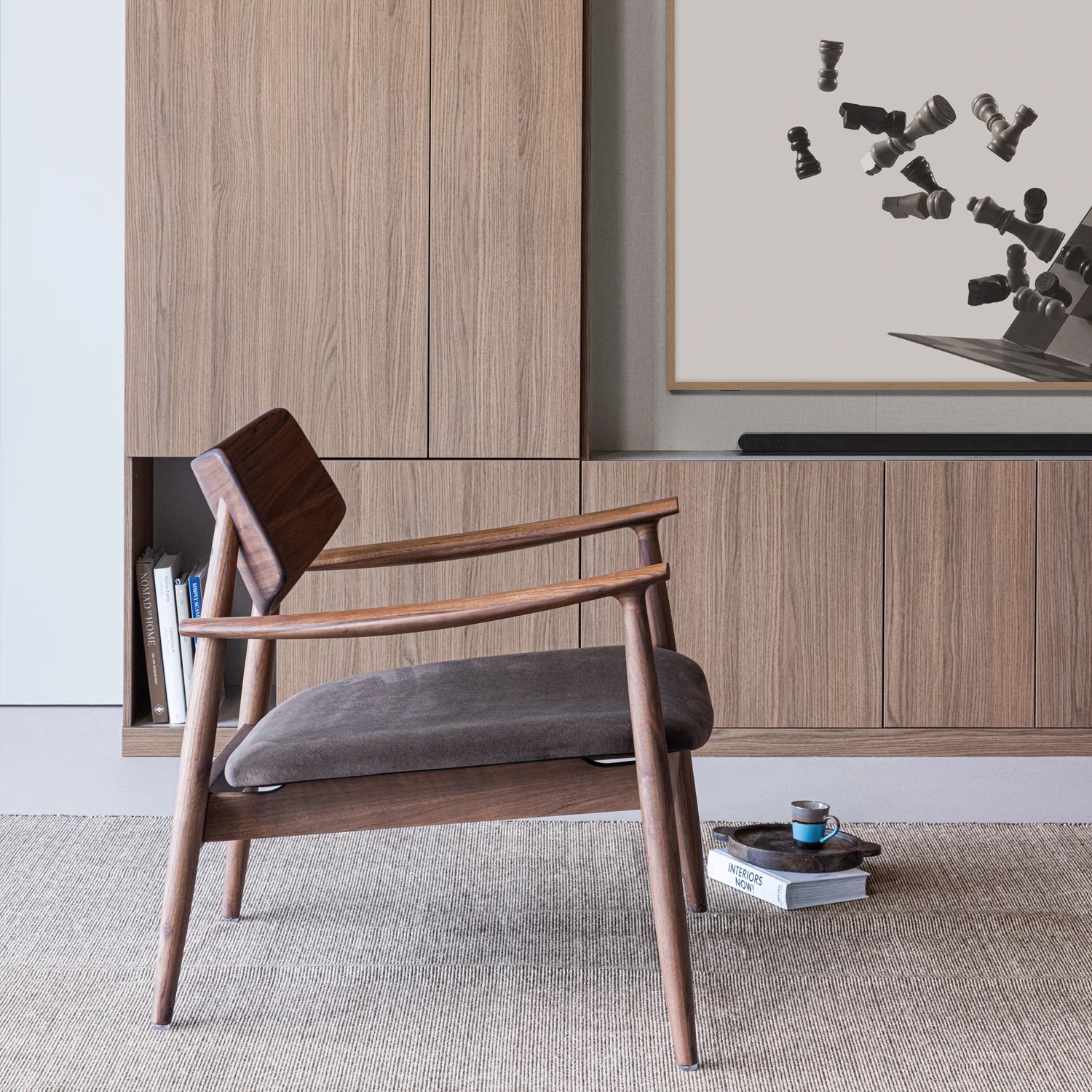 Chair BASK brown seat with walnut base