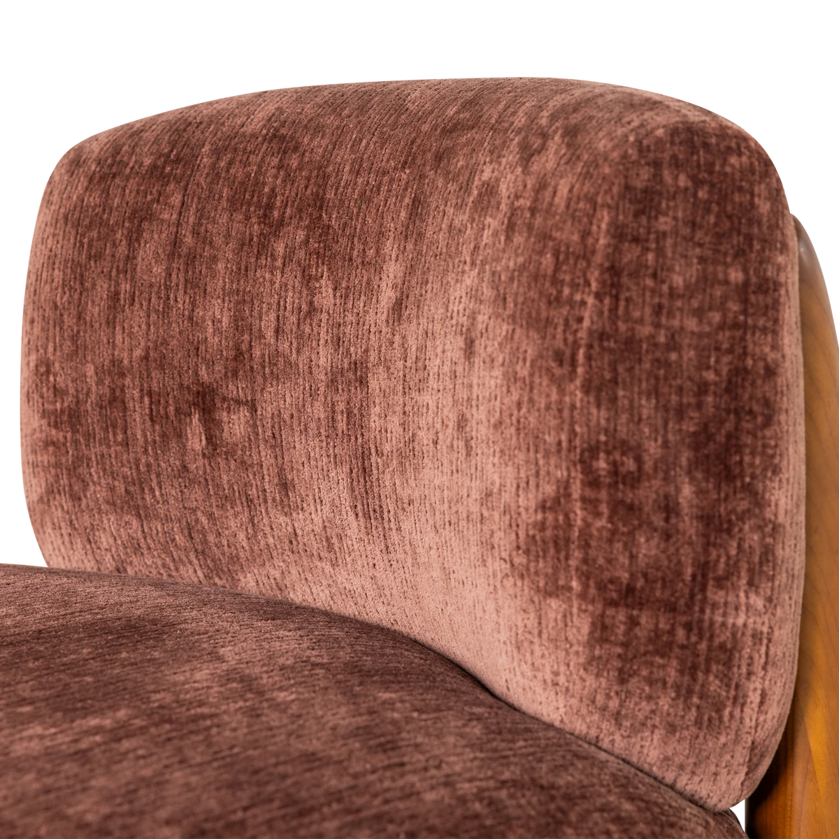 RUNI Armchair in Burgundy with Wooden Base