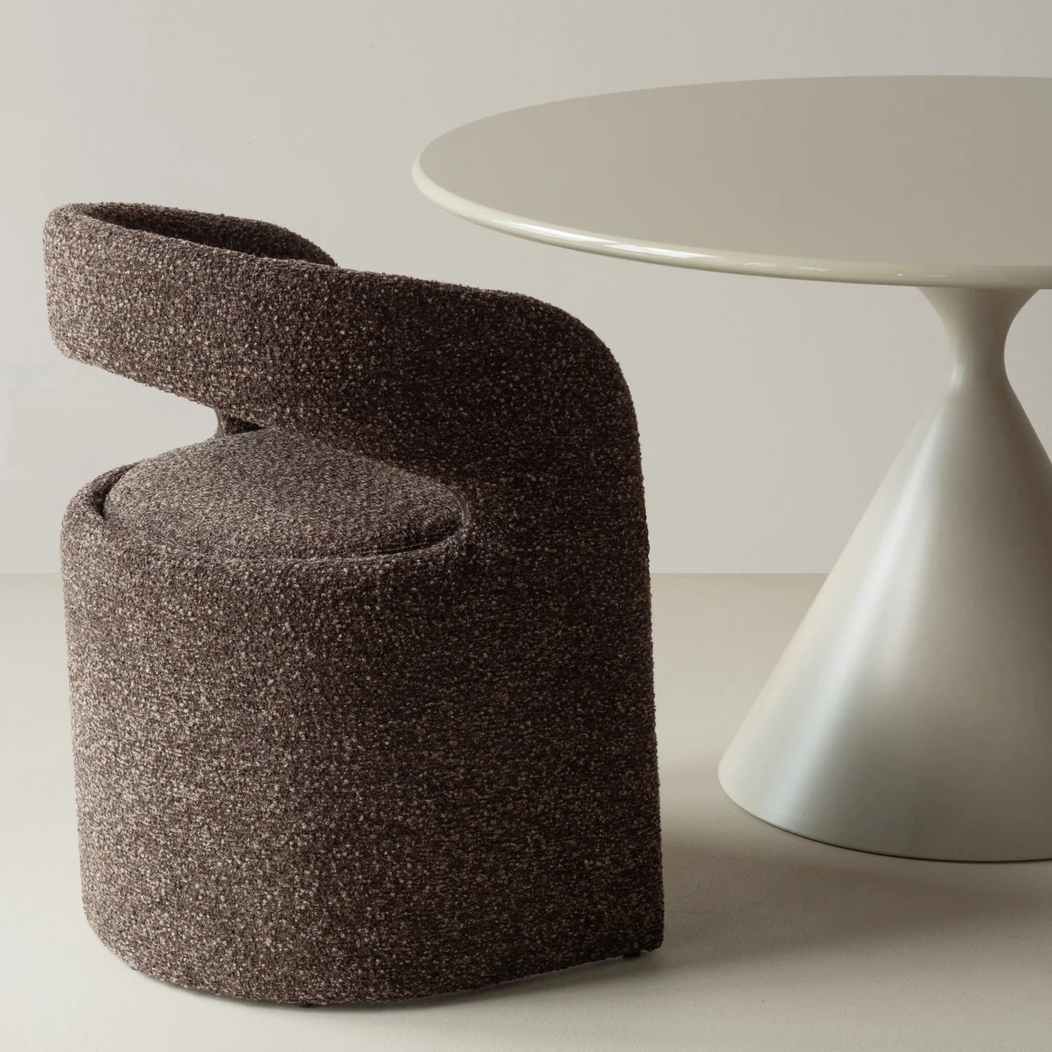 LANOR Chair dark brown boucle
