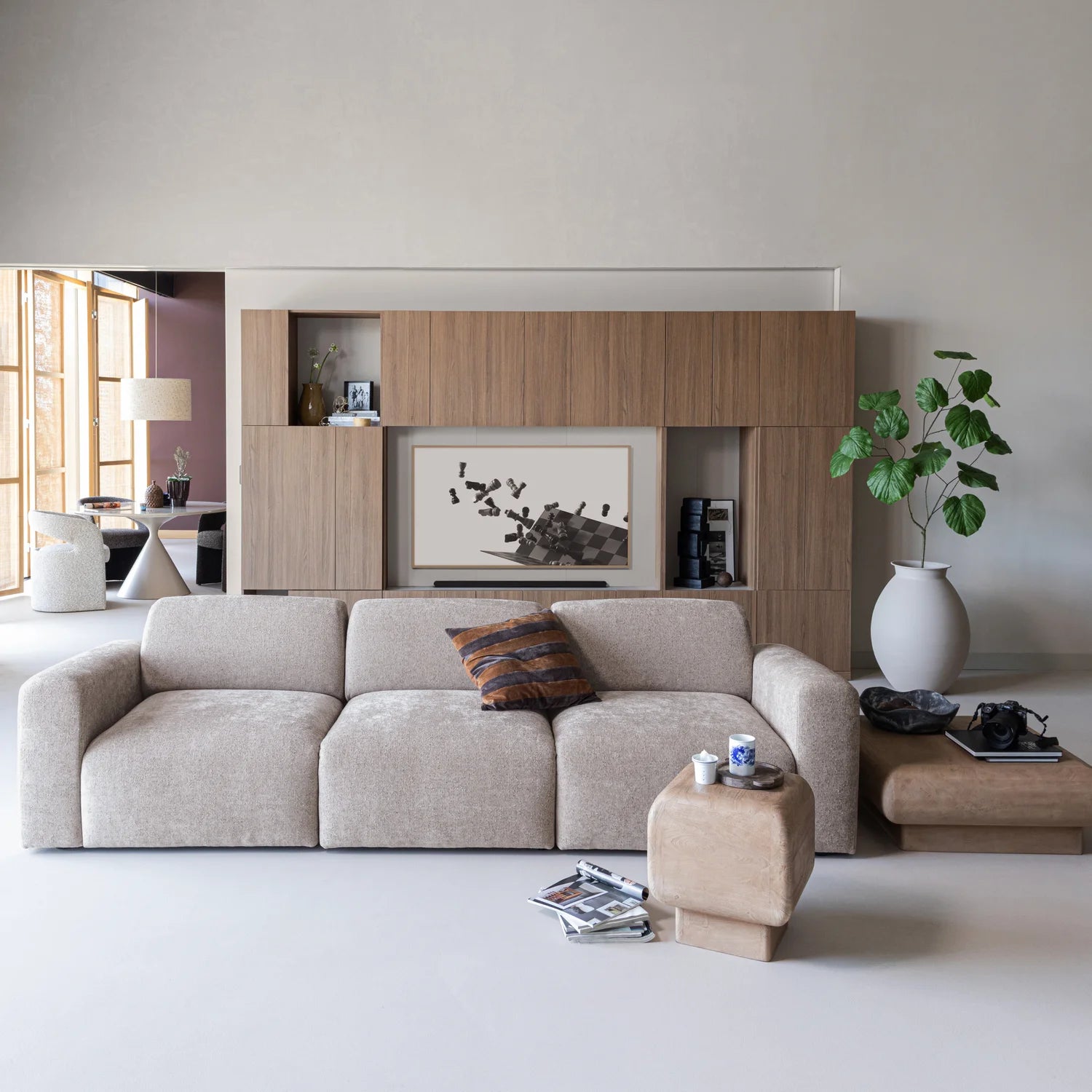3-Seater Sofa UMINA Khaki Chenille