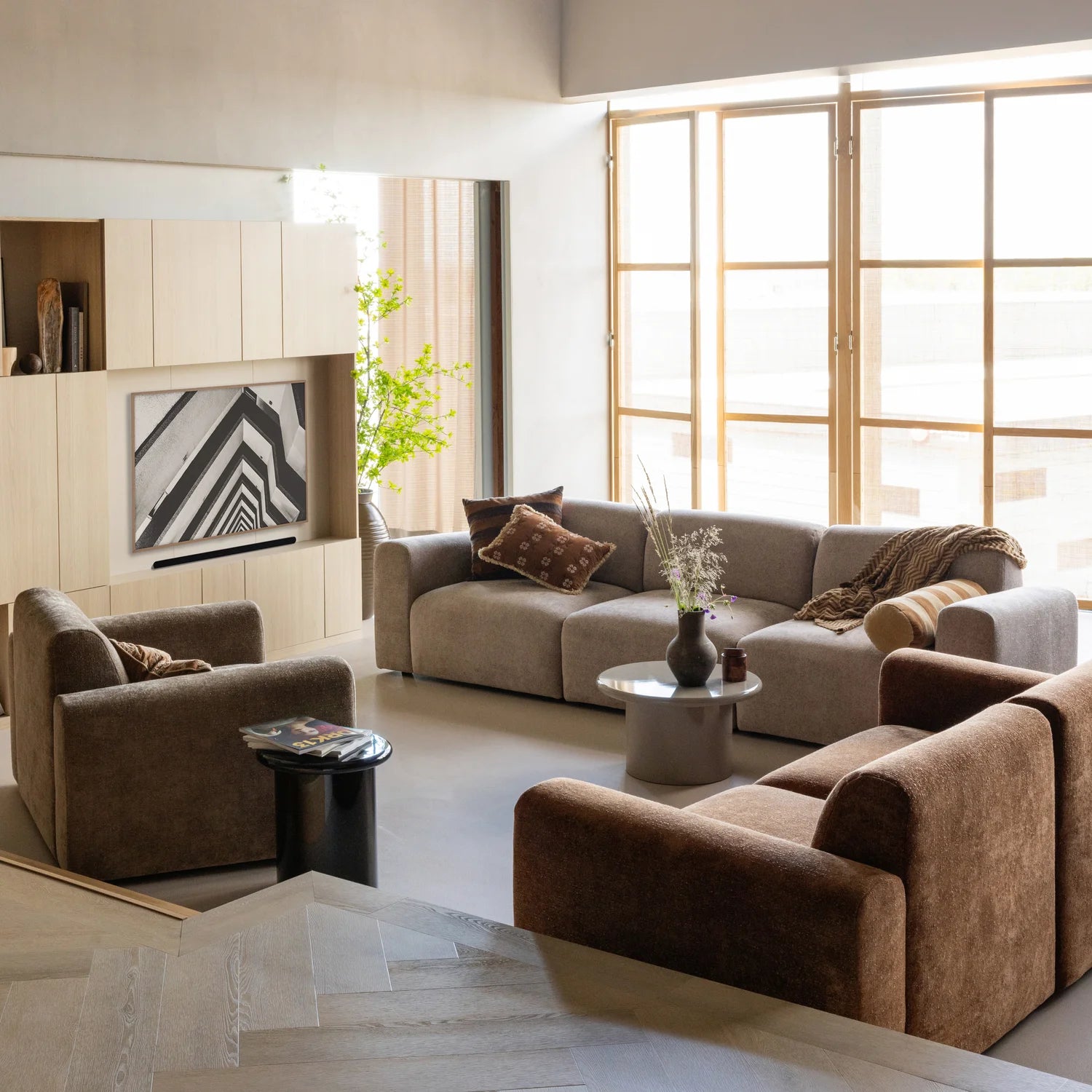 2-Seater Sofa UMINA Pink-Brown Chenille