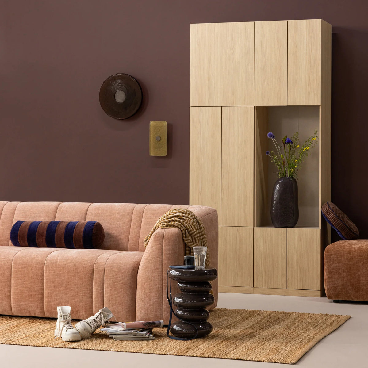 OMAIRE 2-Seater Sofa pink chenille