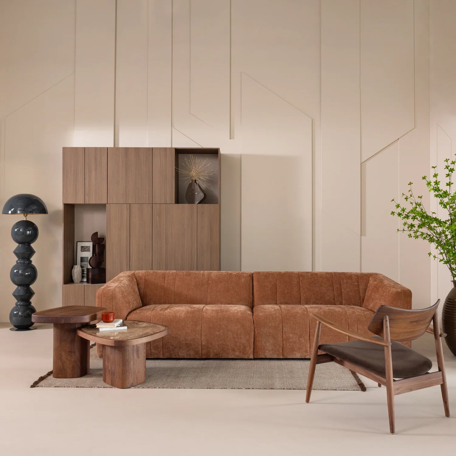 Chair BASK brown seat with walnut base