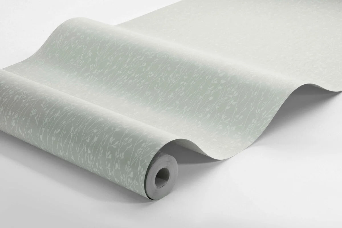 Non-woven paper wallpaper with a plant pattern ELIAS light green