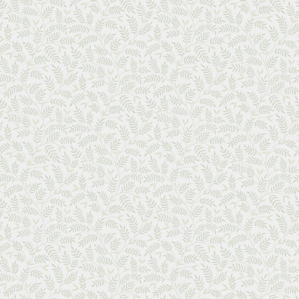 Non-woven paper wallpaper with a botanical pattern OLOF white with green