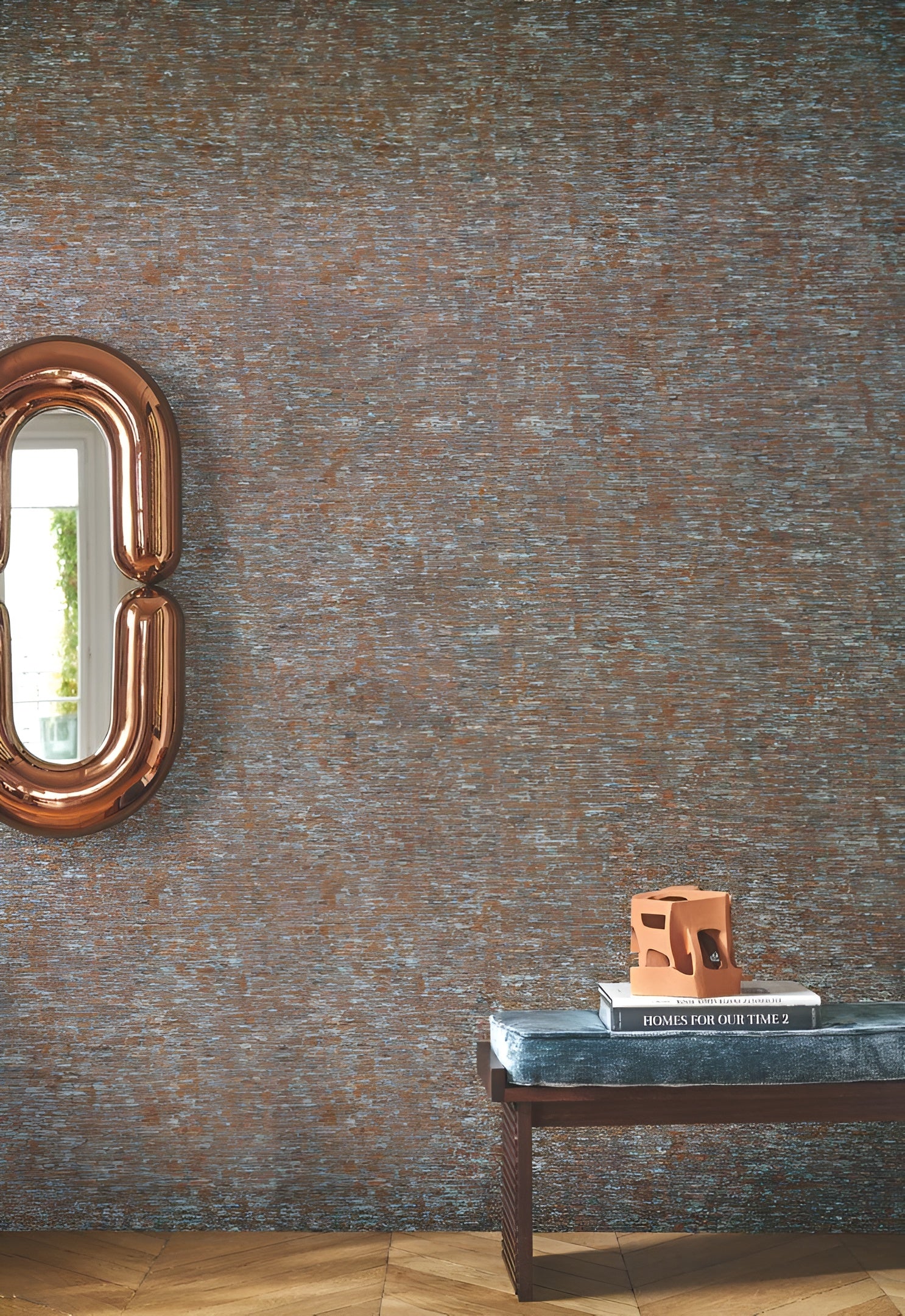 Tapeta tekstylna strukturalna ARTOIS - ORANGE BLEU pomarańczowy z niebieskim