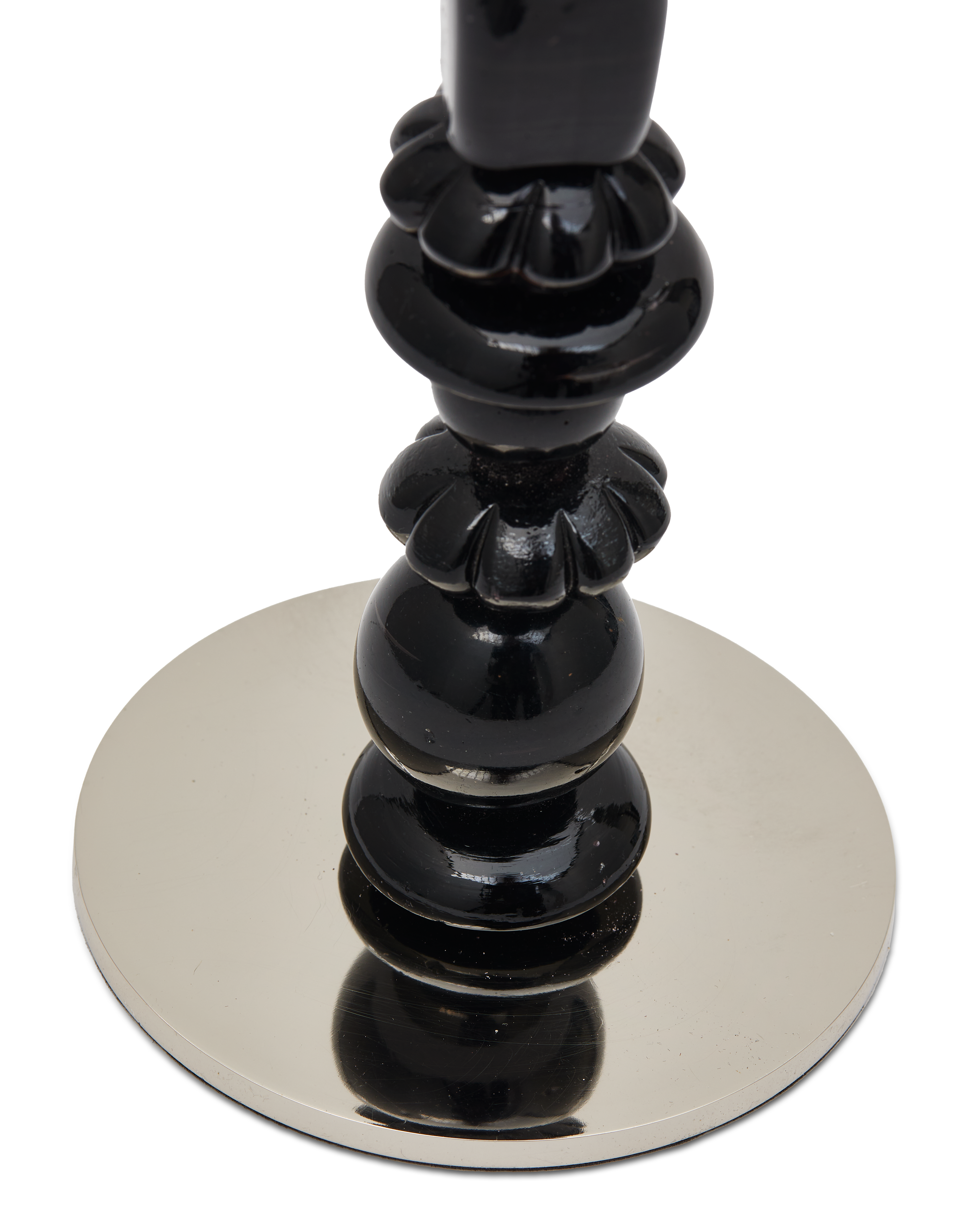 Single Candle Holder BEADS Black with Silver Elements