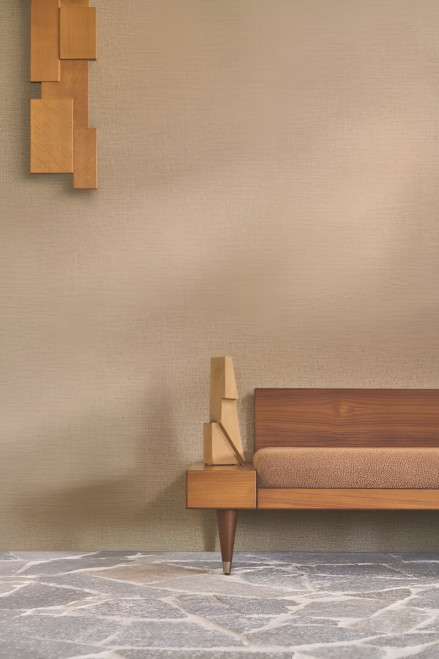 Structural vinyl wallpaper imitating linen canvas LINA - EUCALYPTUS gray-green