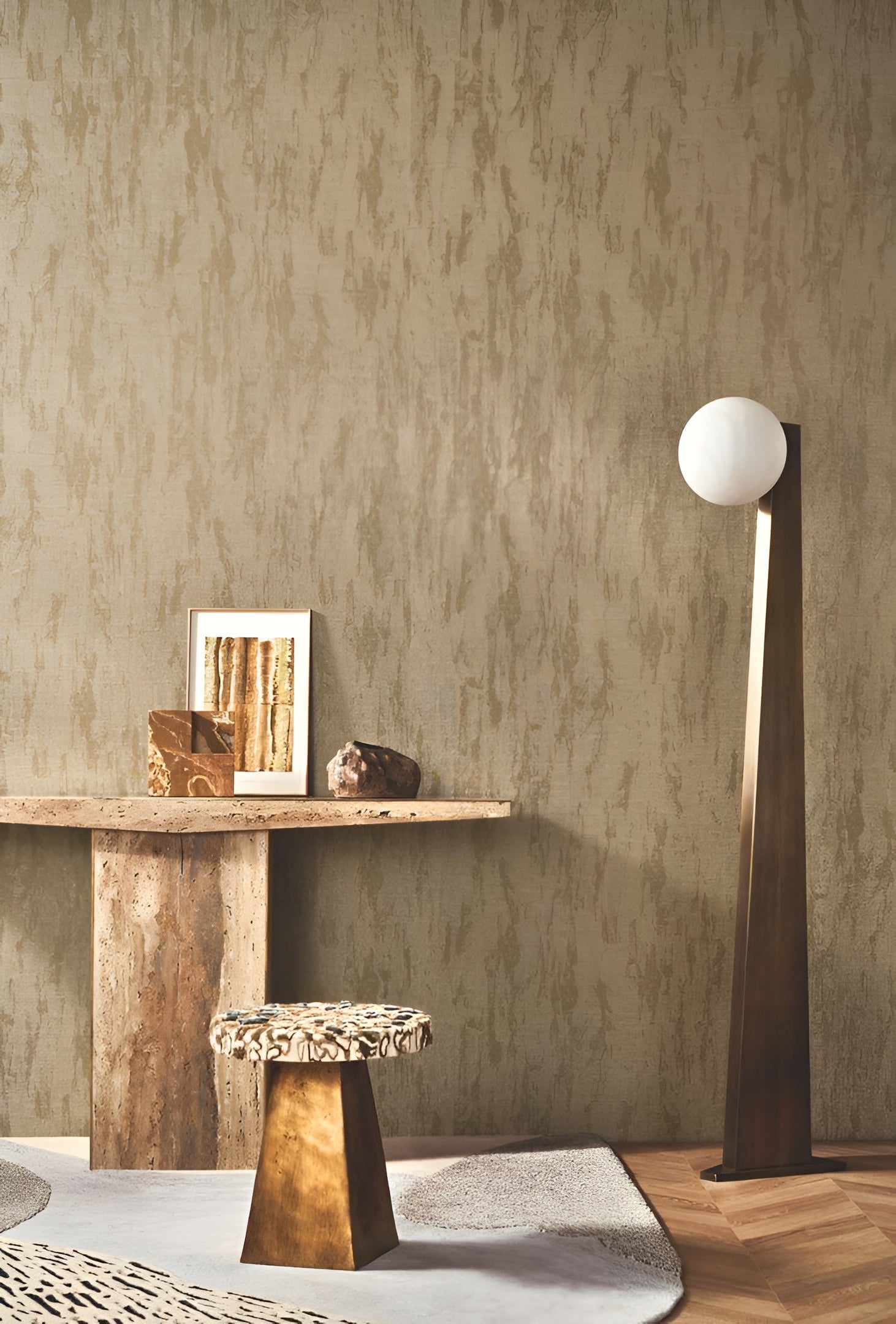 Textile wallpaper semi-smooth with gloss PALATINO - IVORY ivory