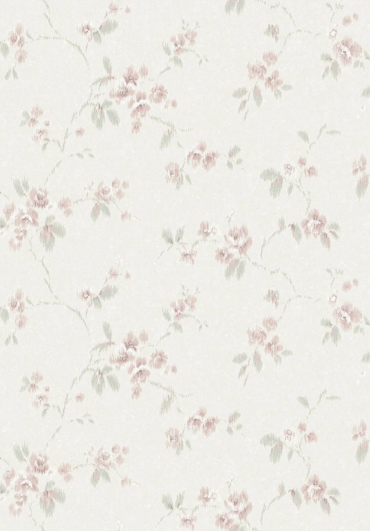Non-woven paper wallpaper with a floral pattern VINTAGE ROSE in off-white with pink