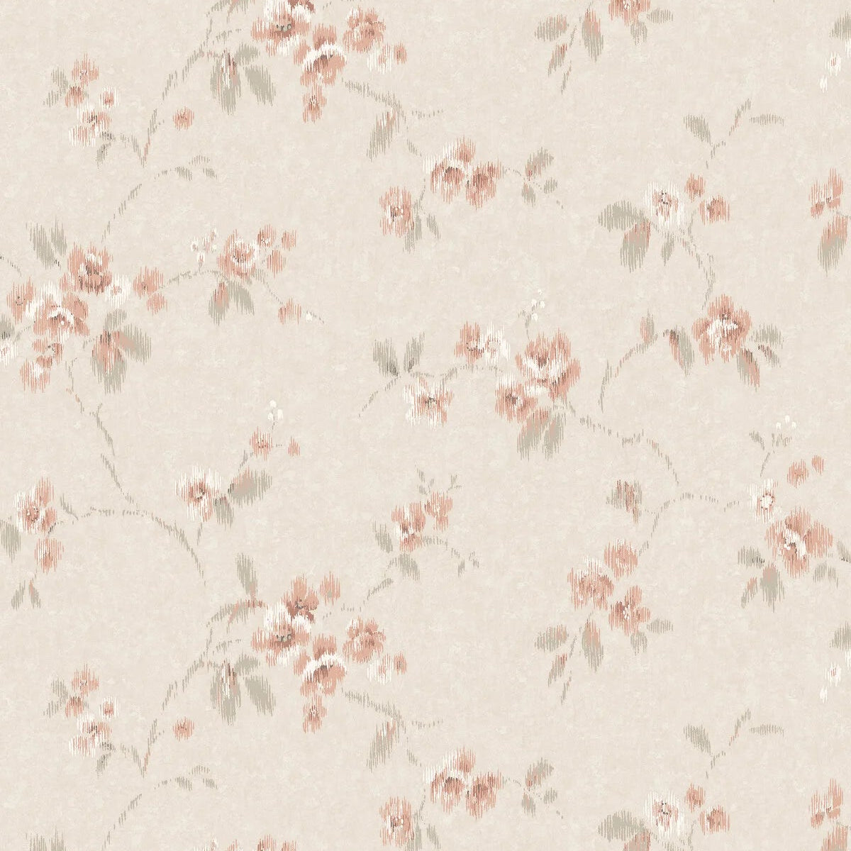 Non-woven paper wallpaper with a floral pattern VINTAGE ROSE beige with pink