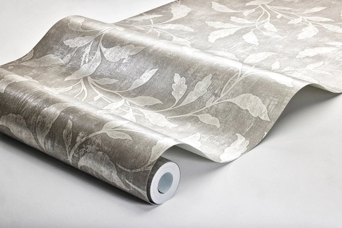 Vlies-Tapete mit pflanzlichem Muster ROSEWOOD NIGHT grau