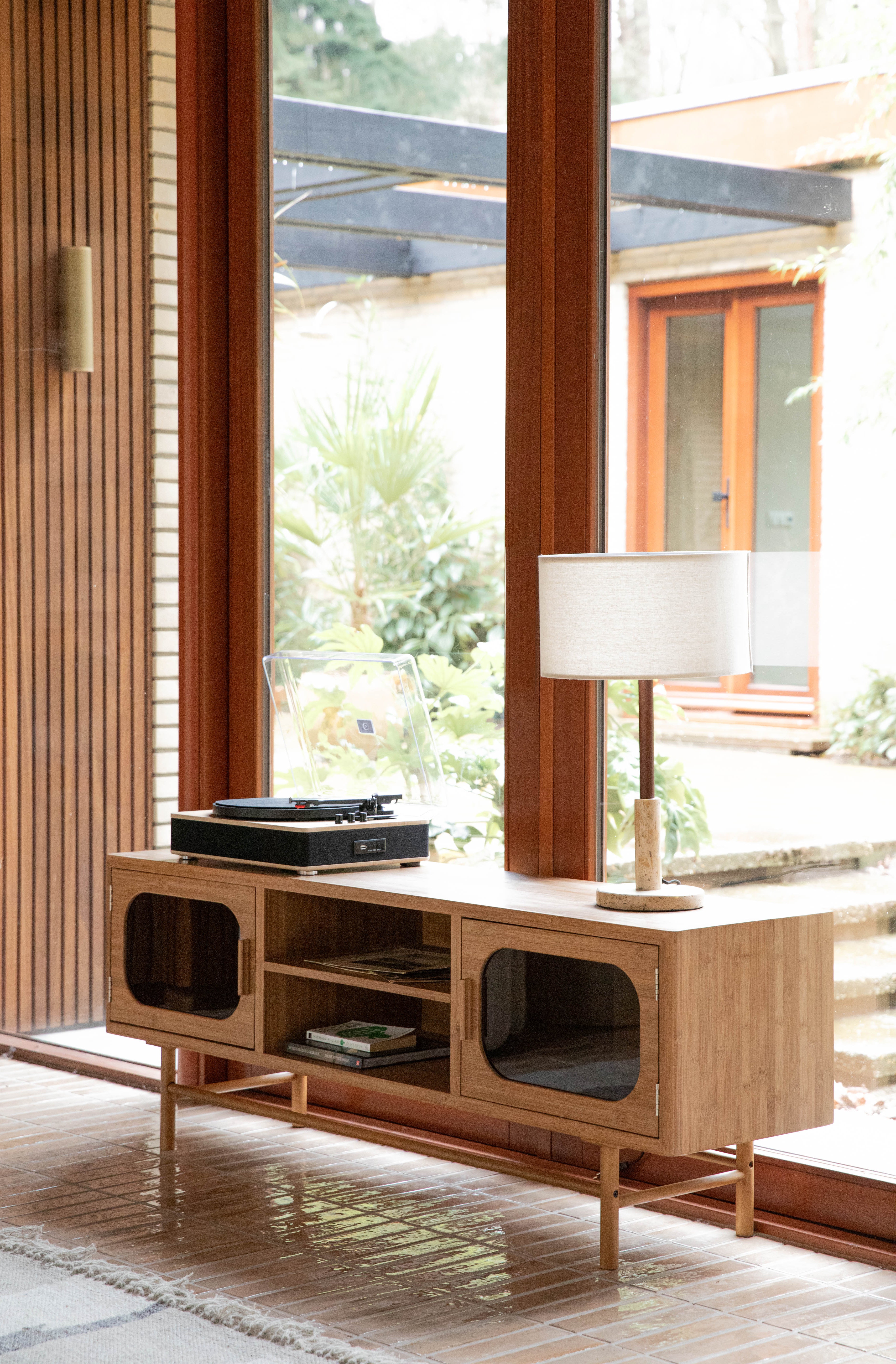 CAROUN TV cabinet carbonized bamboo wood