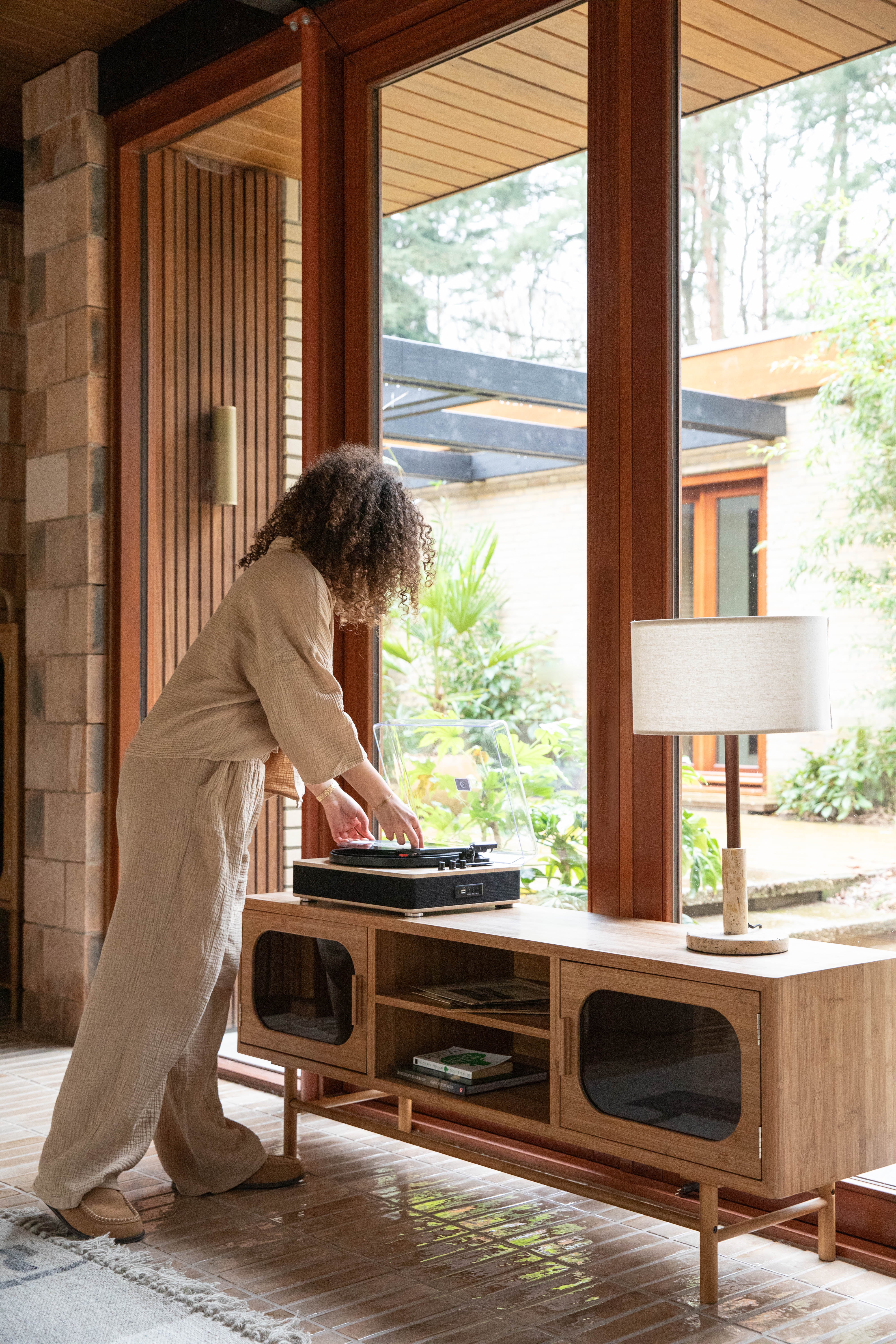 CAROUN TV cabinet carbonized bamboo wood