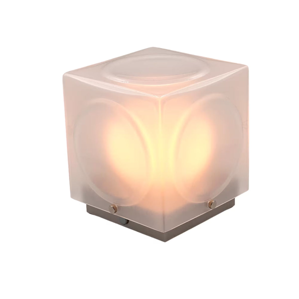Portable lamp CHANT with a matte shade and silver base.