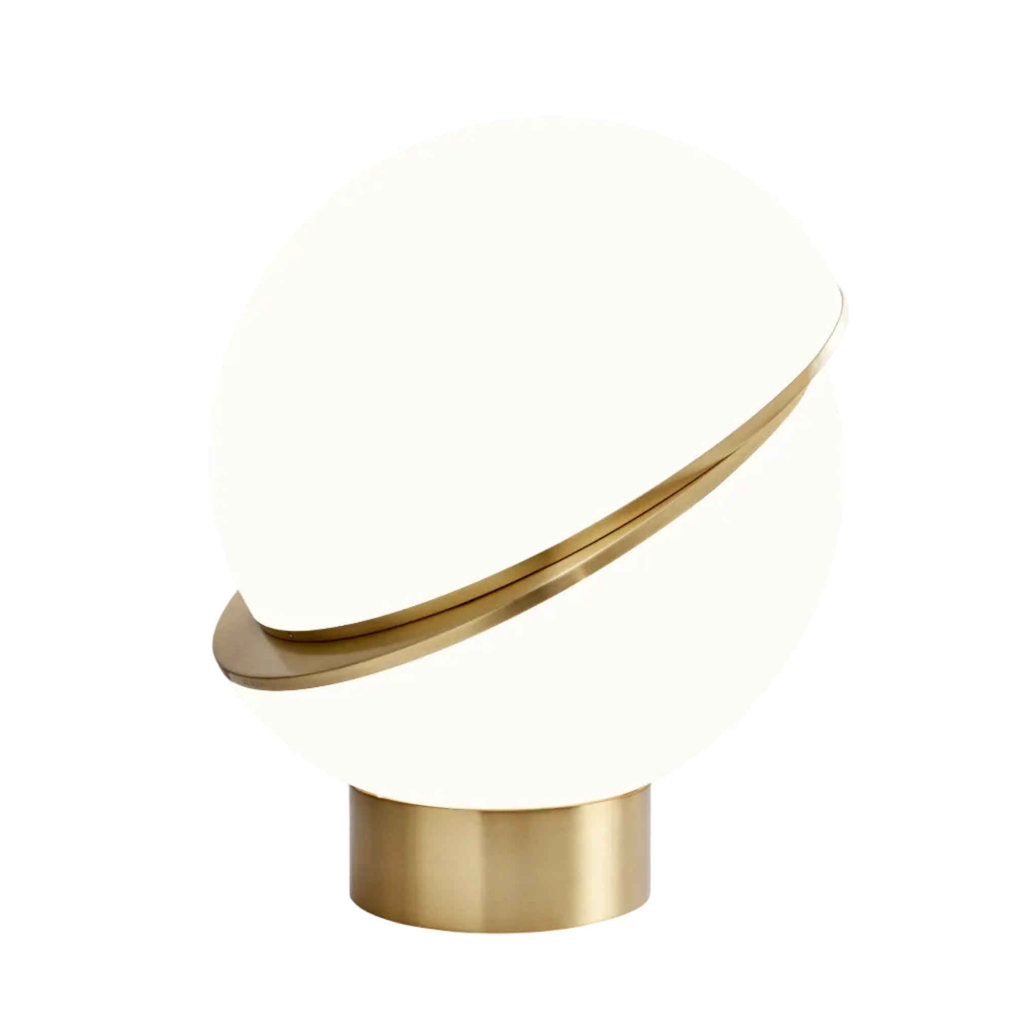 CRESCENT Table Lamp with Opal Shade and Brass Base