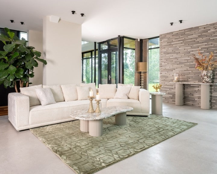 CORONEL beige coffee table with a marble top