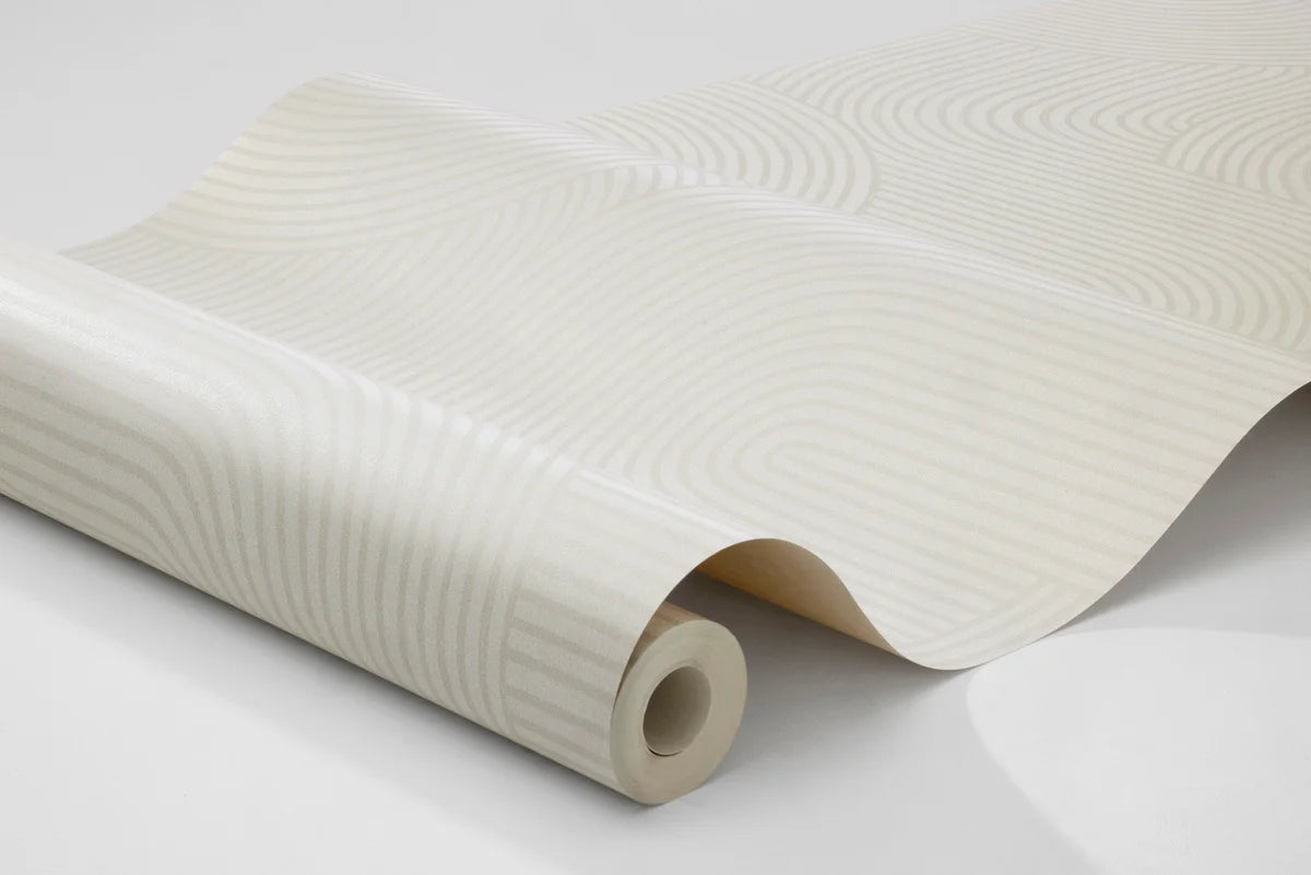 Non-woven paper wallpaper with geometric pattern ZEN light beige