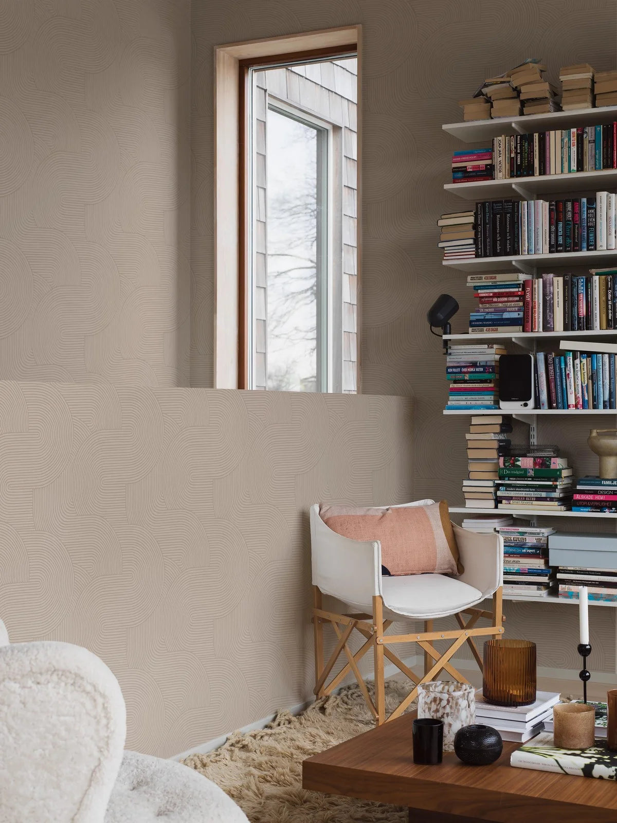 Non-woven paper wallpaper with geometric pattern ZEN dark beige