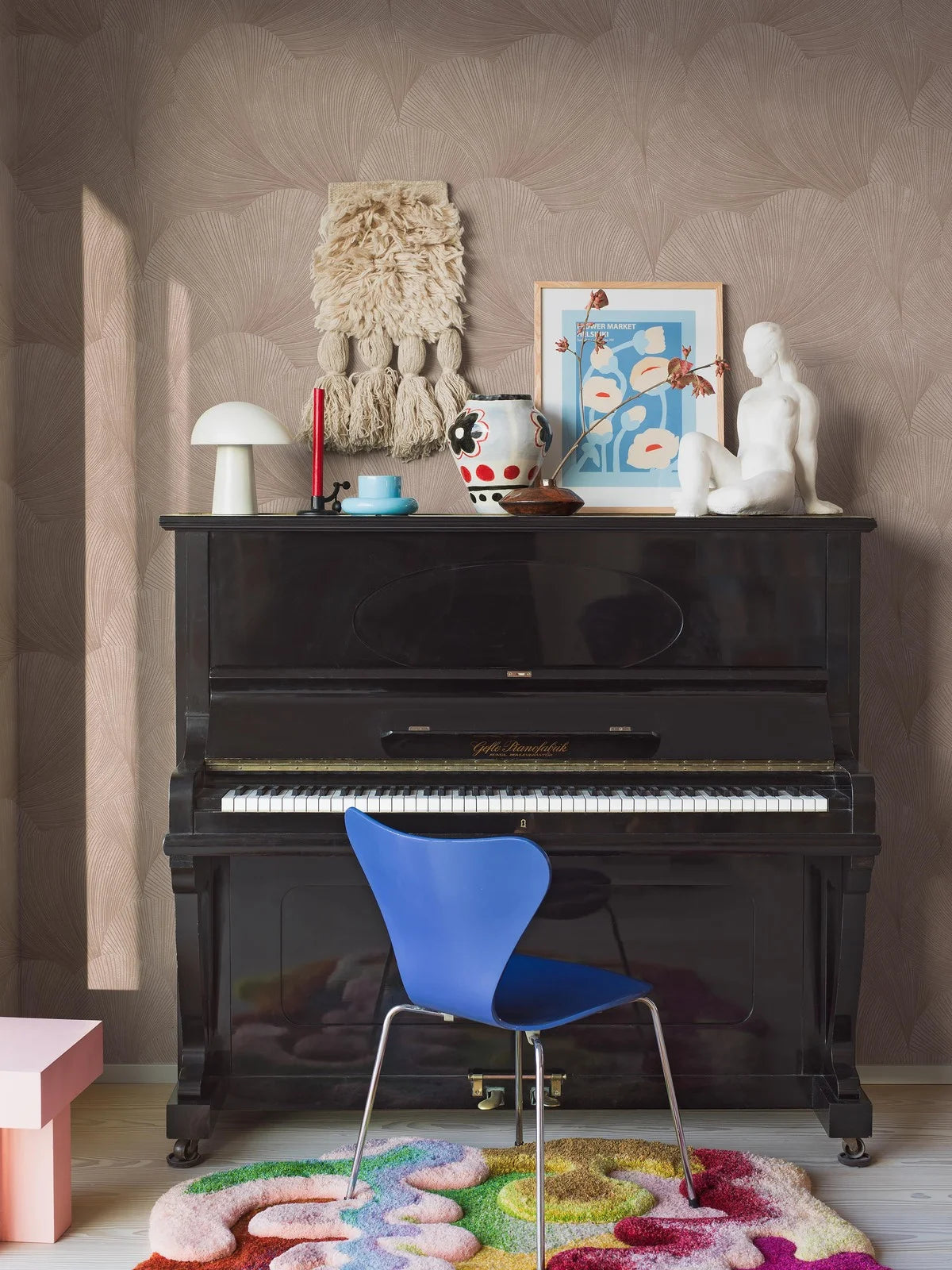 Vlies-Tapete mit abstraktem Muster MIRAGE in pudrigem Rosa