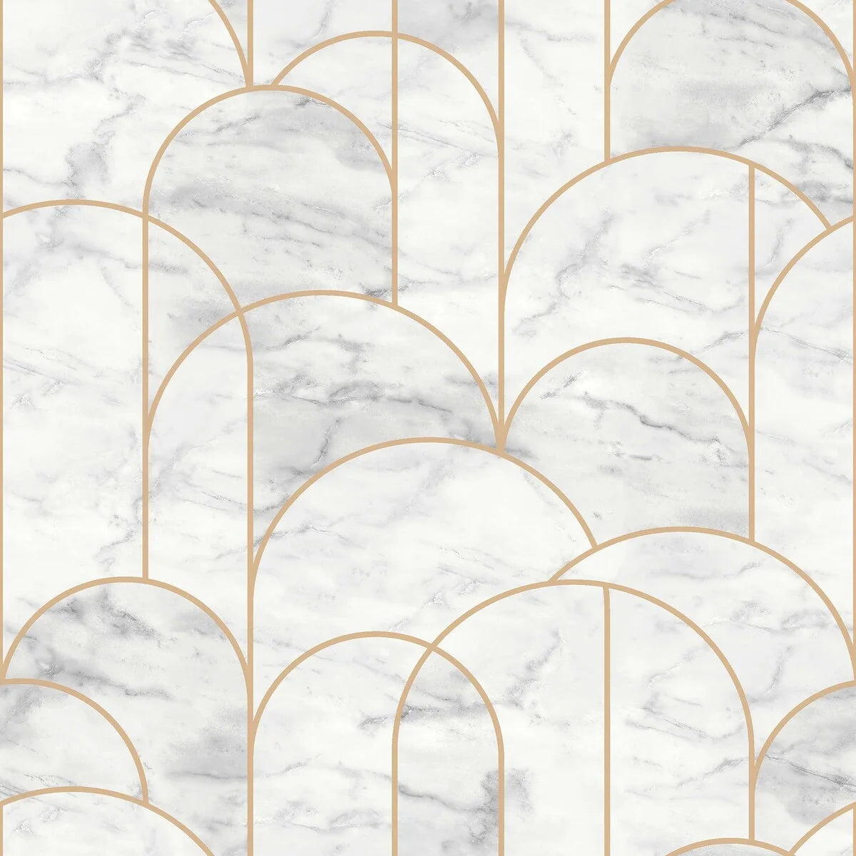 Paper non-woven wallpaper mimicking marble ARCH white with gold