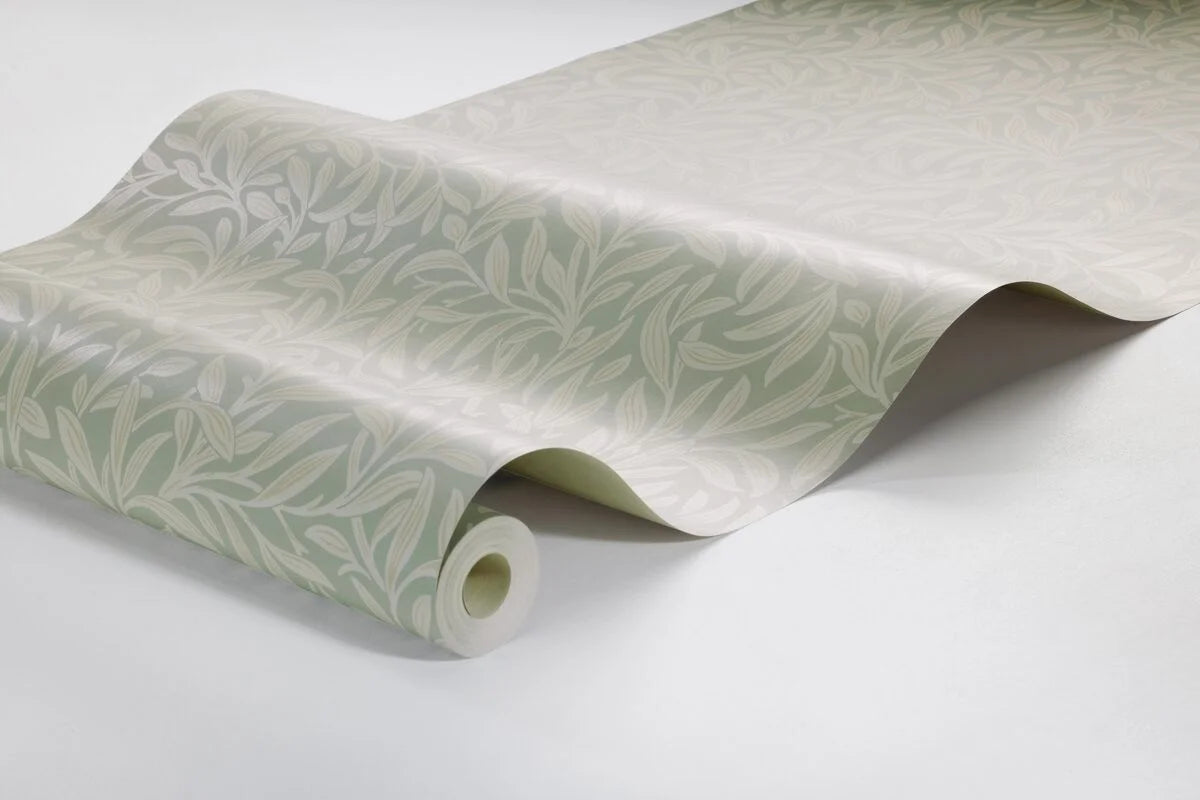 VINTERGRONA Green and Beige Leaf Patterned Wallpaper