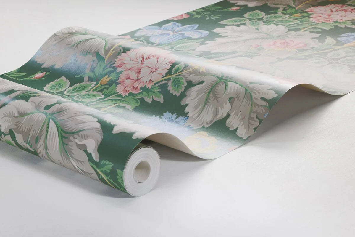 Green Floral Pattern Wallpaper CARNATION GARDEN