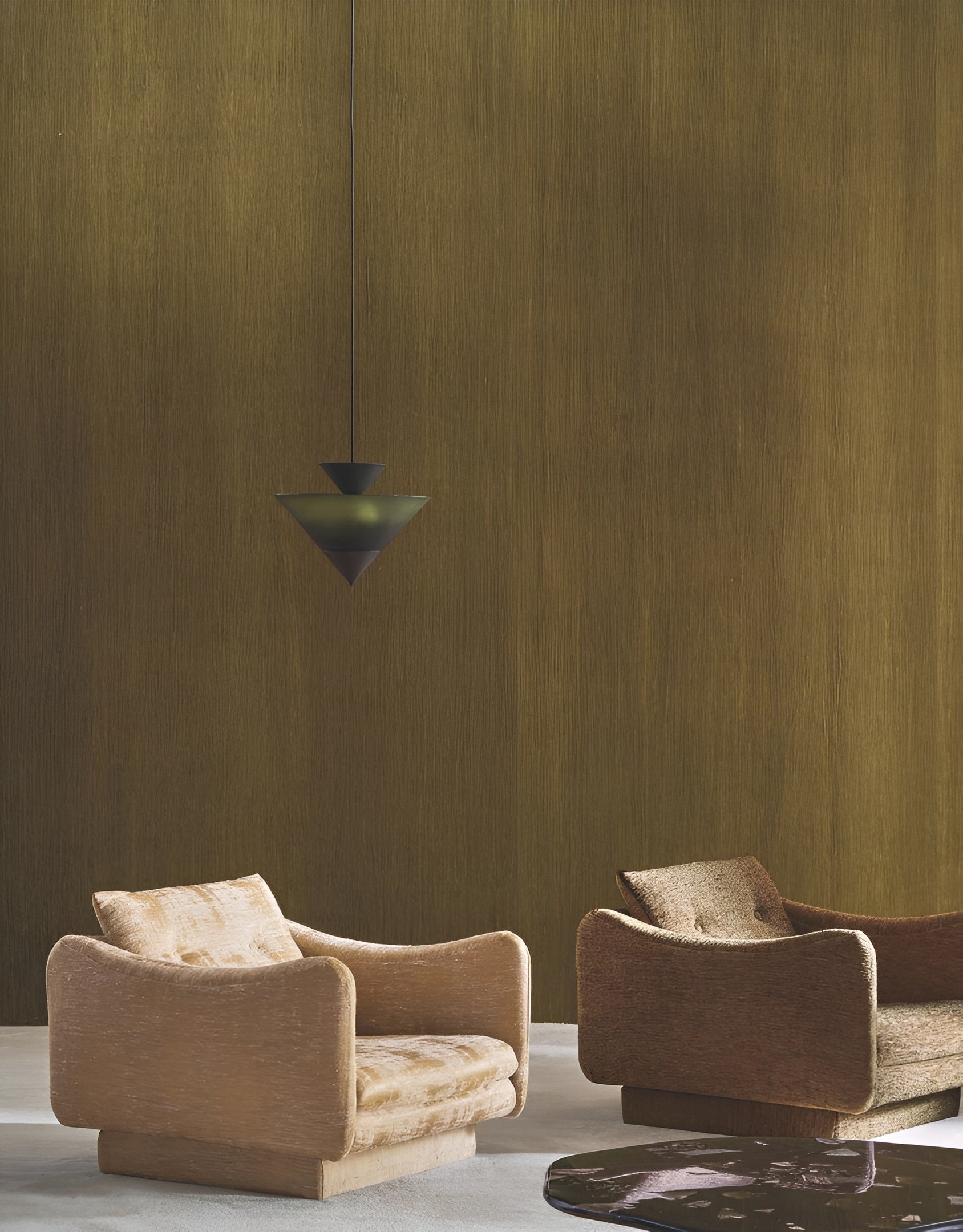 Textile structural non-woven wallpaper LINON - FAUVE brown